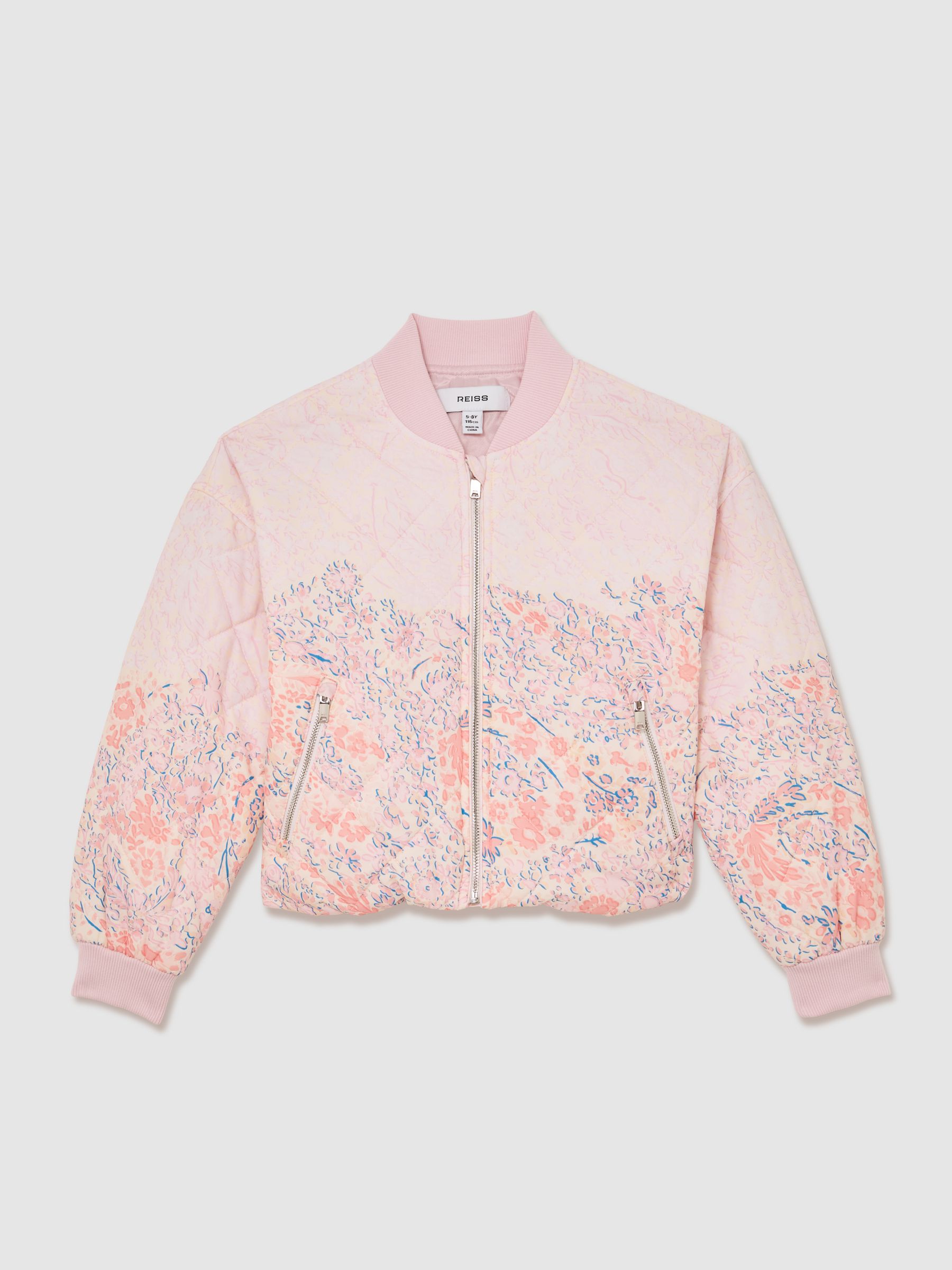 Veste bomber matelassée fleurie rose - Image 2 de 5