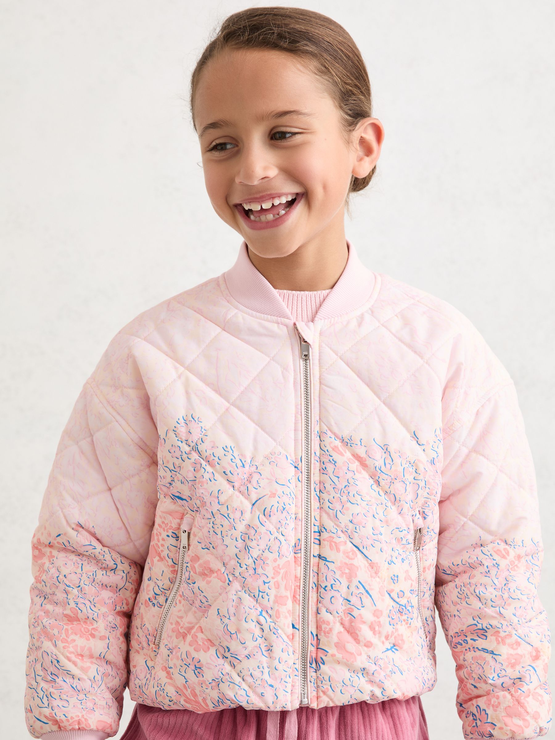 Veste bomber matelassée fleurie rose - Image 4 de 5
