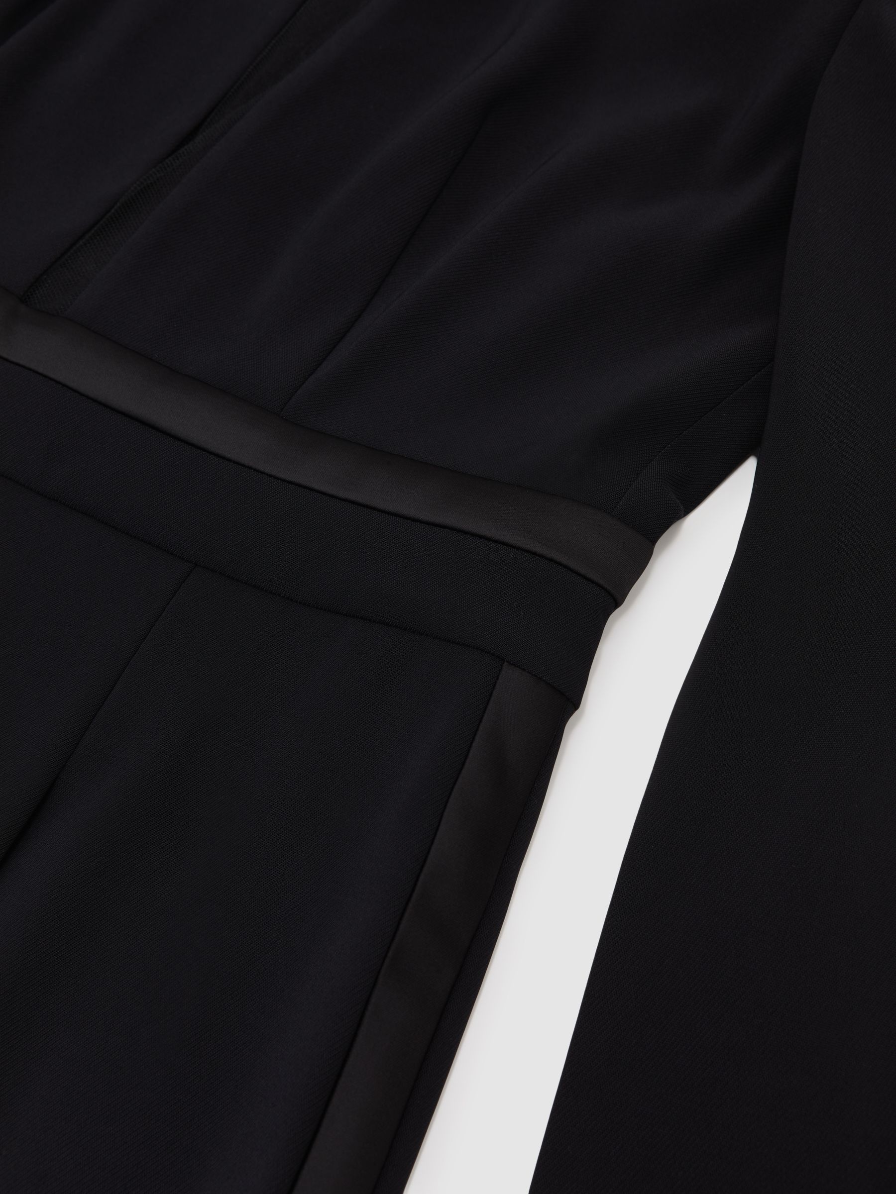 Petite Plunge-Neck Split-Sleeve Jumpsuit in Black - Image 7 of 8