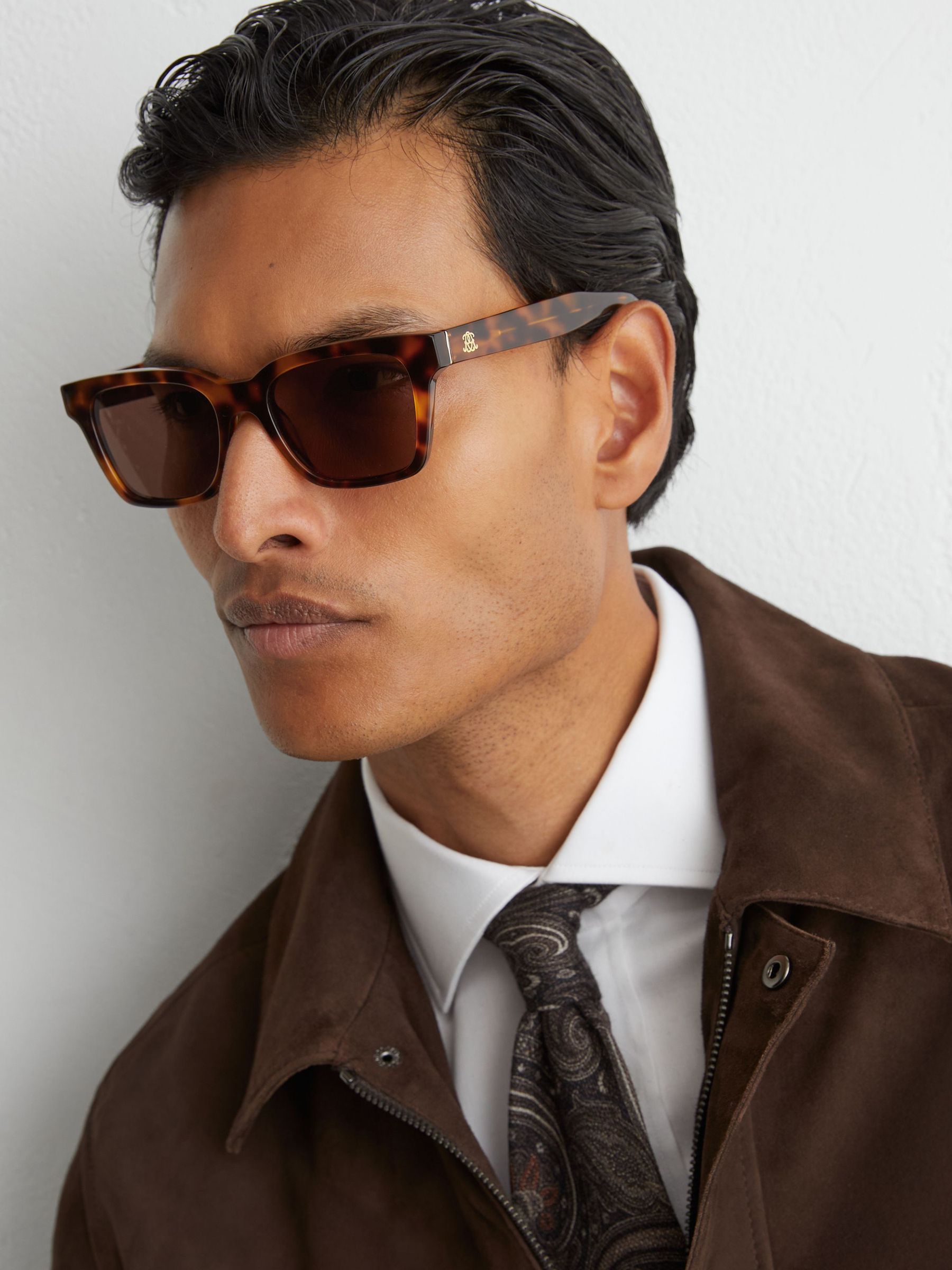 MessyWeekend Rectangle-Frame Sunglasses in Tortoise / Brown - Image 1 of 6