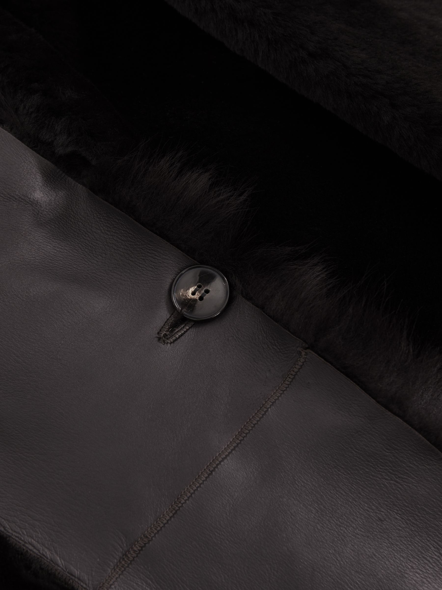 Shearling And Leather Coat in Chocolate Brown - Image 7 of 7