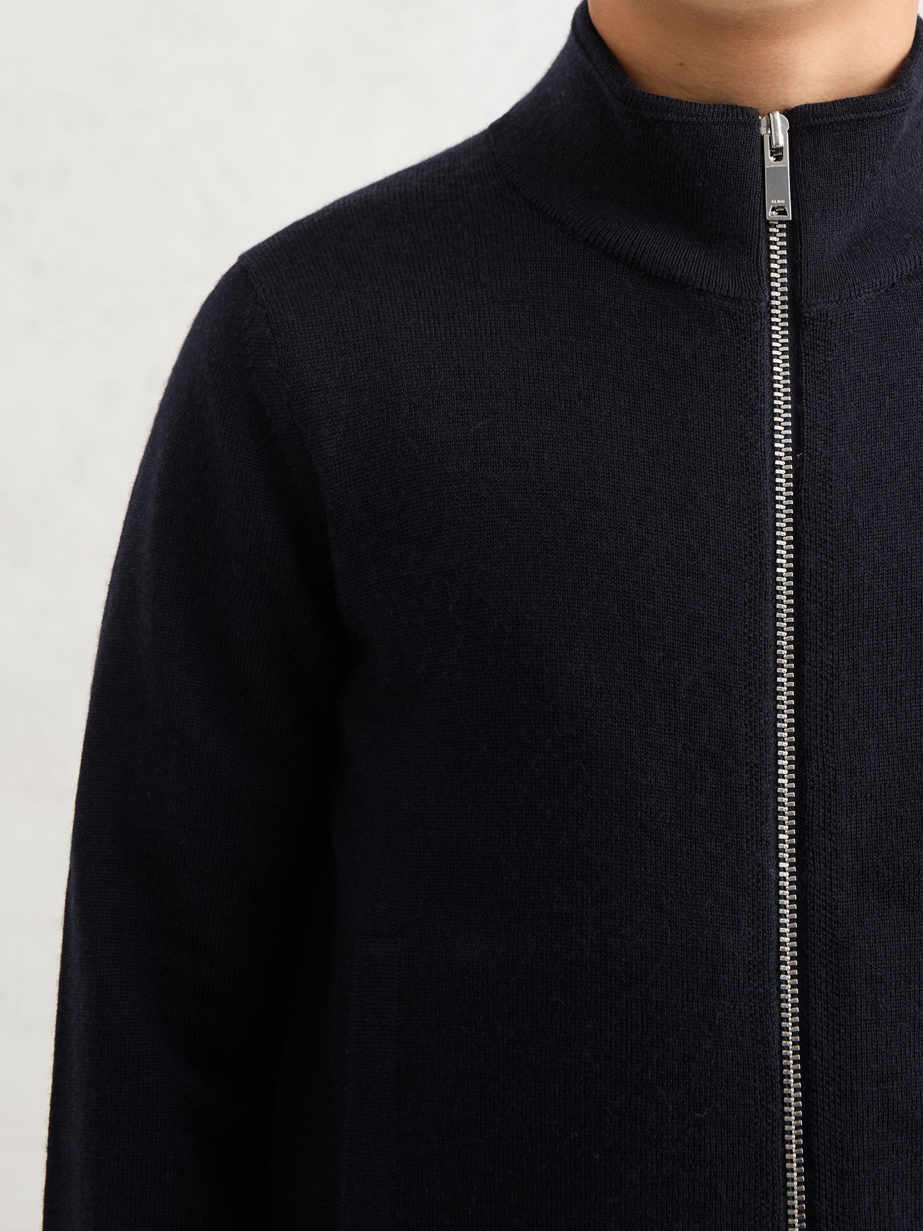 Merino Wool-Blend Zip-Through Cardigan in Navy - Εικόνα 1 από 4