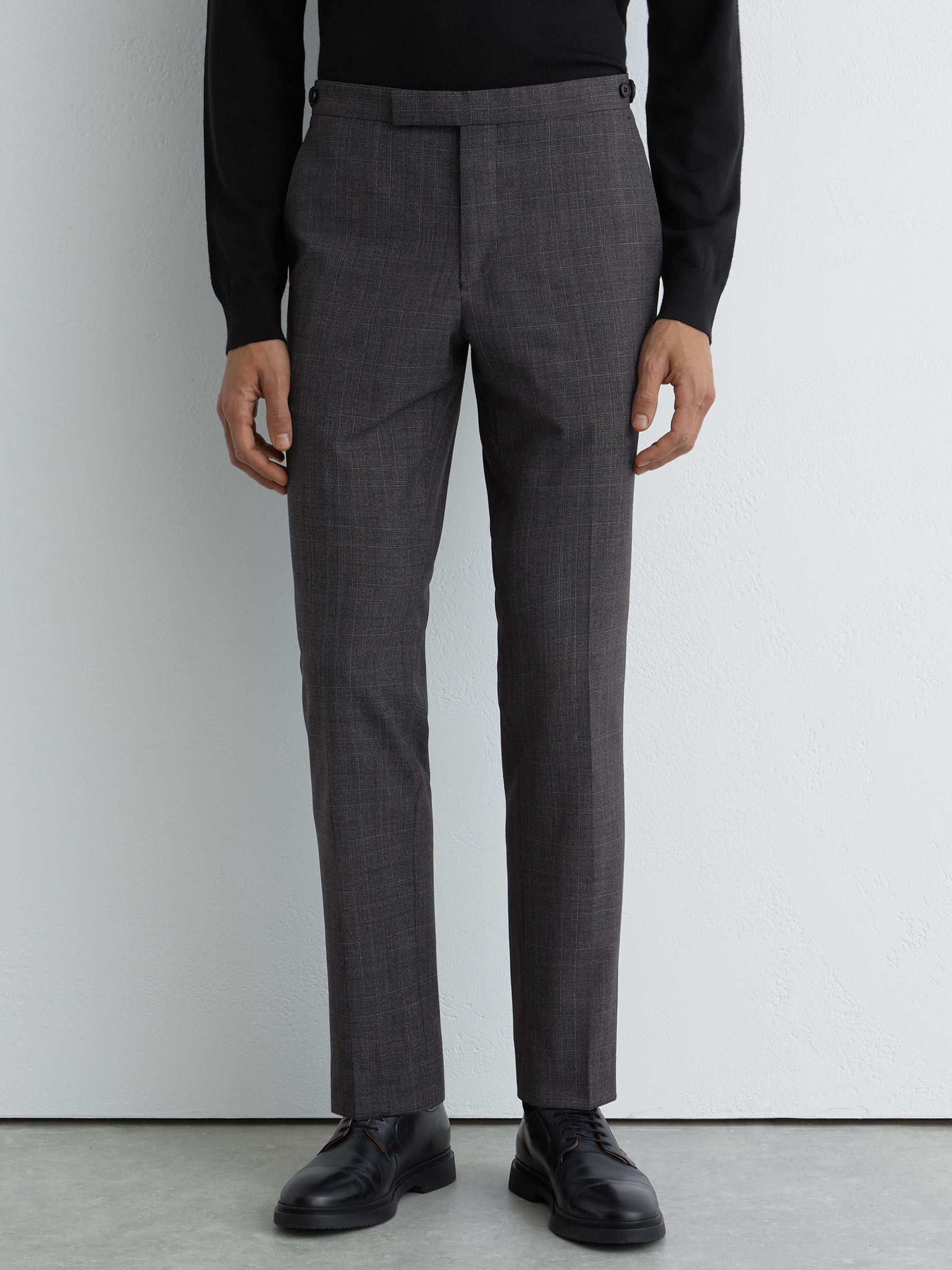 Wool-Blend Check Suit Trousers Tailored-Fit in Charcoal Grey - Image 4 of 6