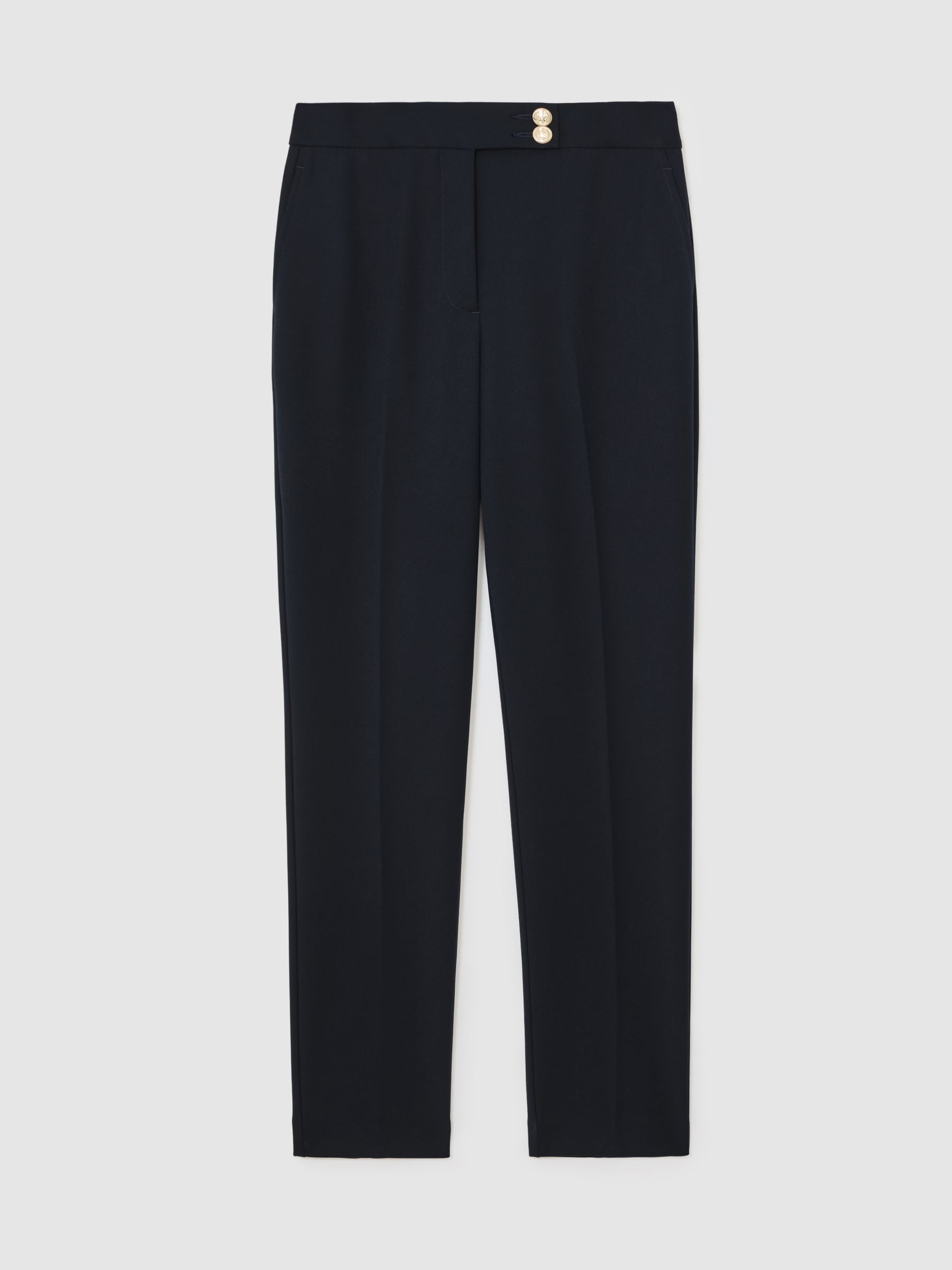 Petite Tapered Button-Detail Trousers in Navy - image 1