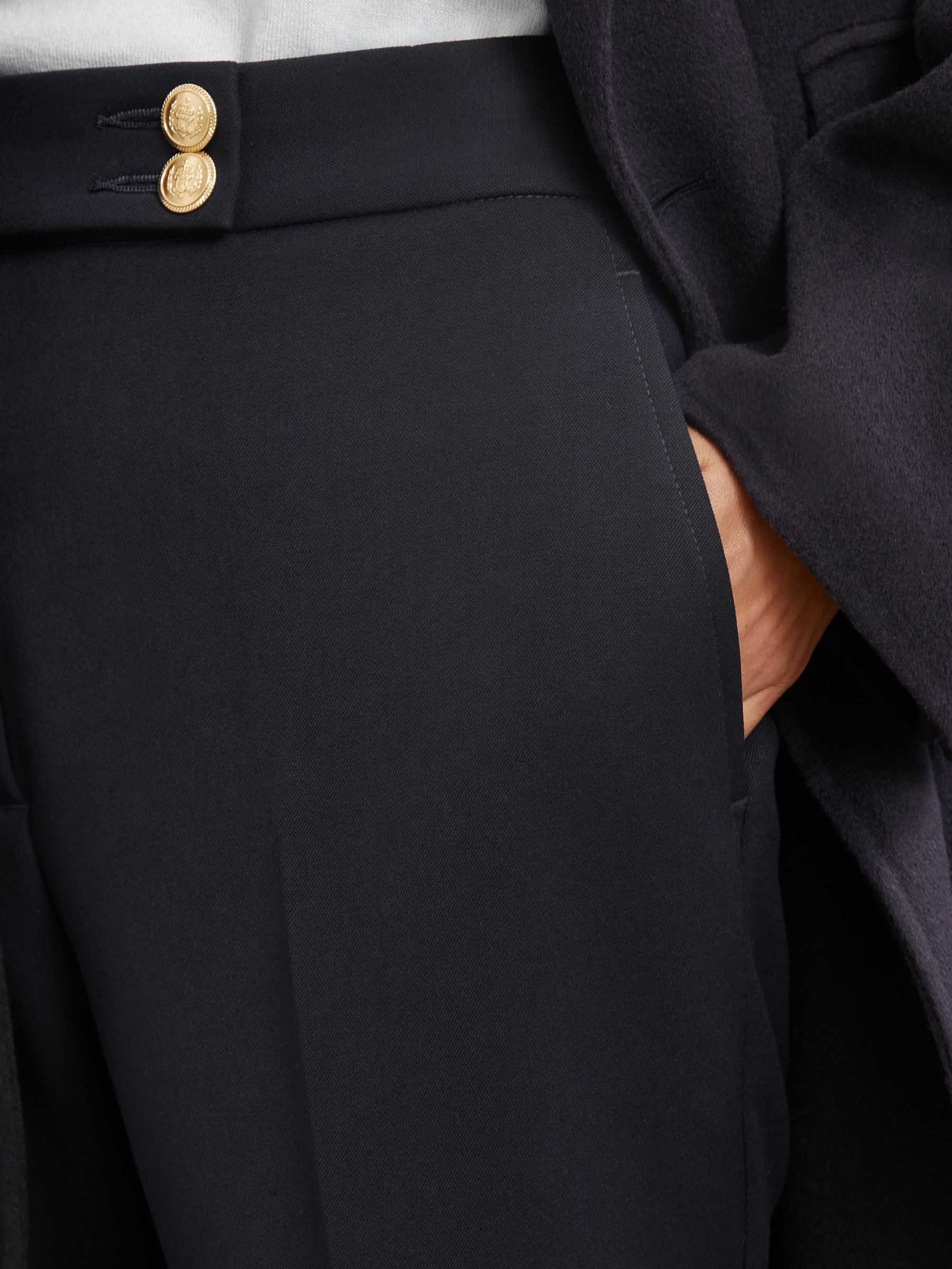 Petite Tapered Button-Detail Trousers in Navy - Image 4 of 7