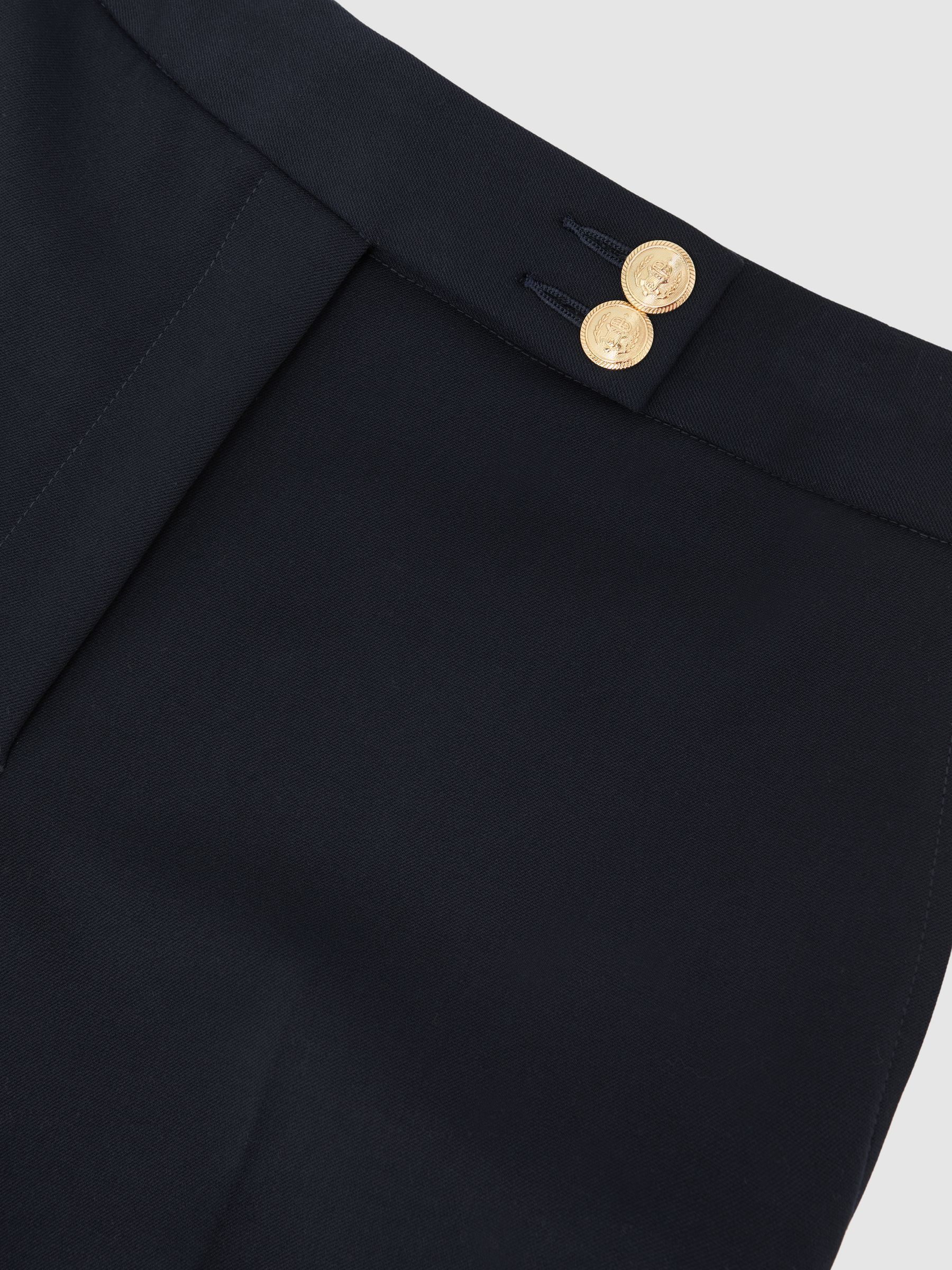 Petite Tapered Button-Detail Trousers in Navy - image 4