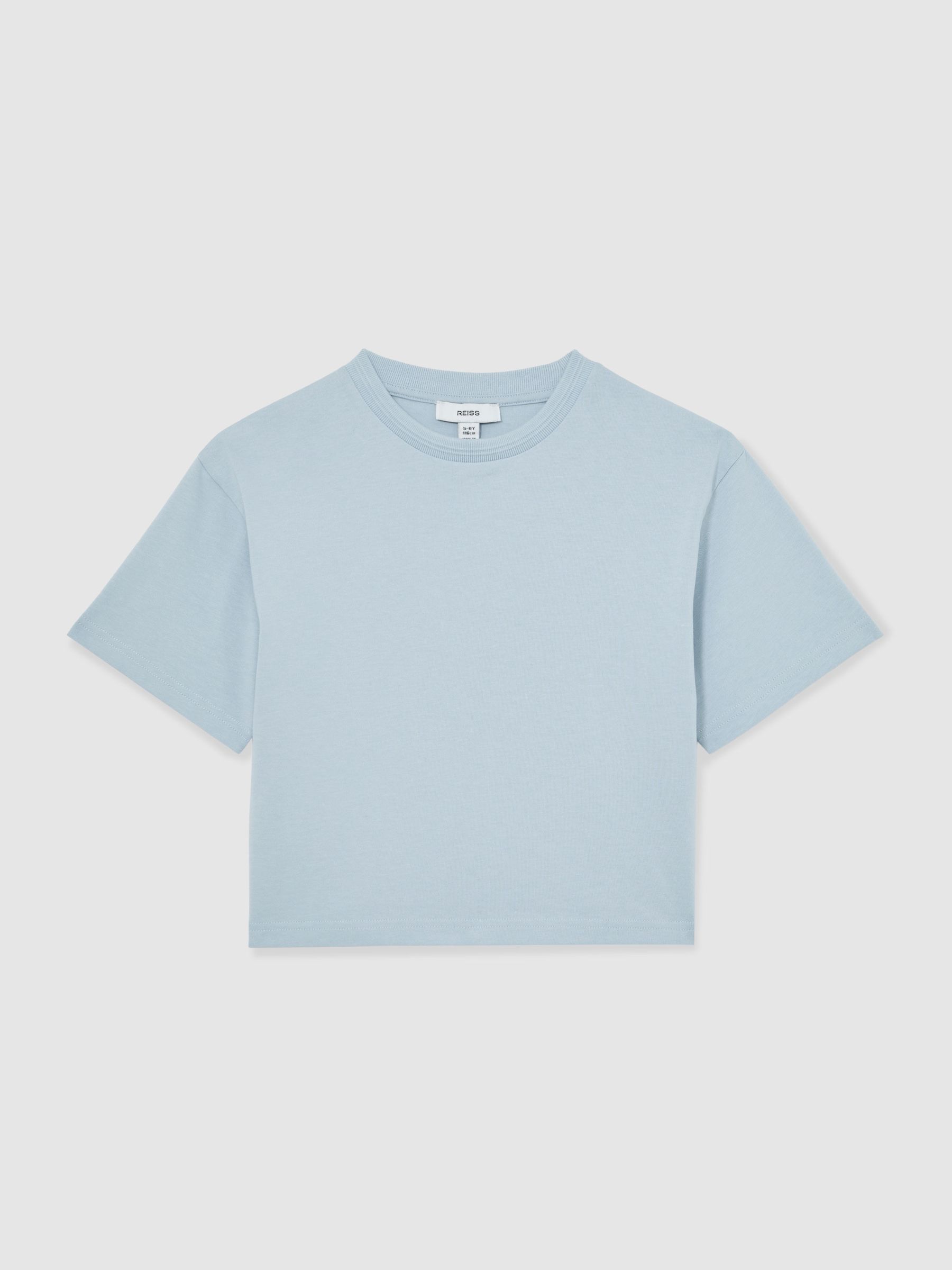 9-13 yrs Cotton Ribbed-Neck Oversized T-Shirt in Blue - Image 2 of 5 9-13 yrs Cotton Ribbed-Neck Oversized T-Shirt in Blue - Image 2 of 5