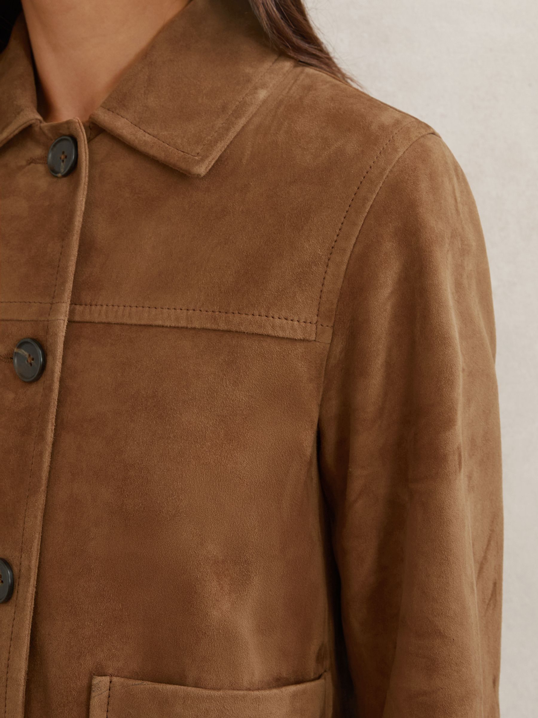 Suede Patch-Pocket Jacket in Tan - image 4