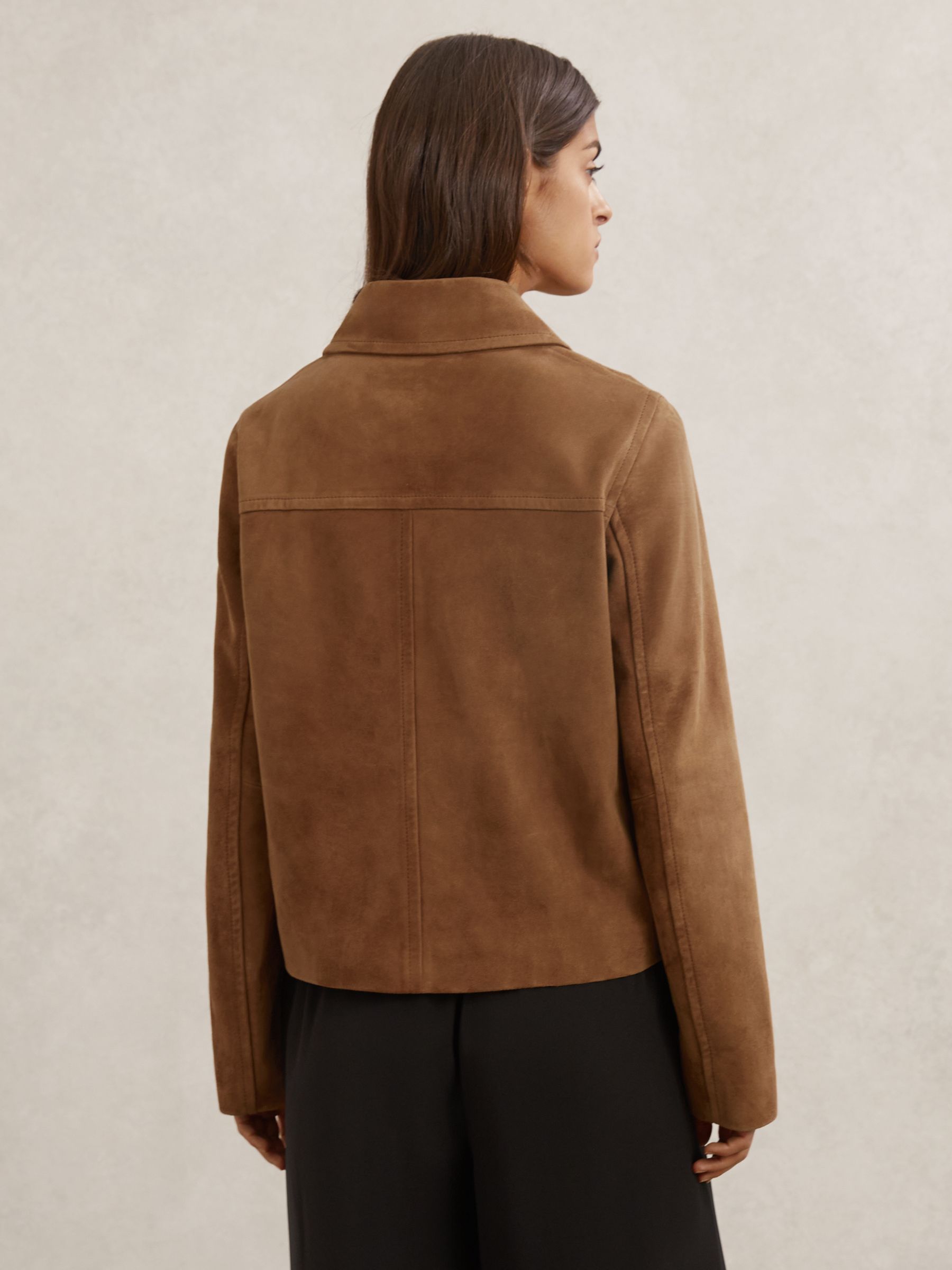 Suede Patch-Pocket Jacket in Tan - image 3