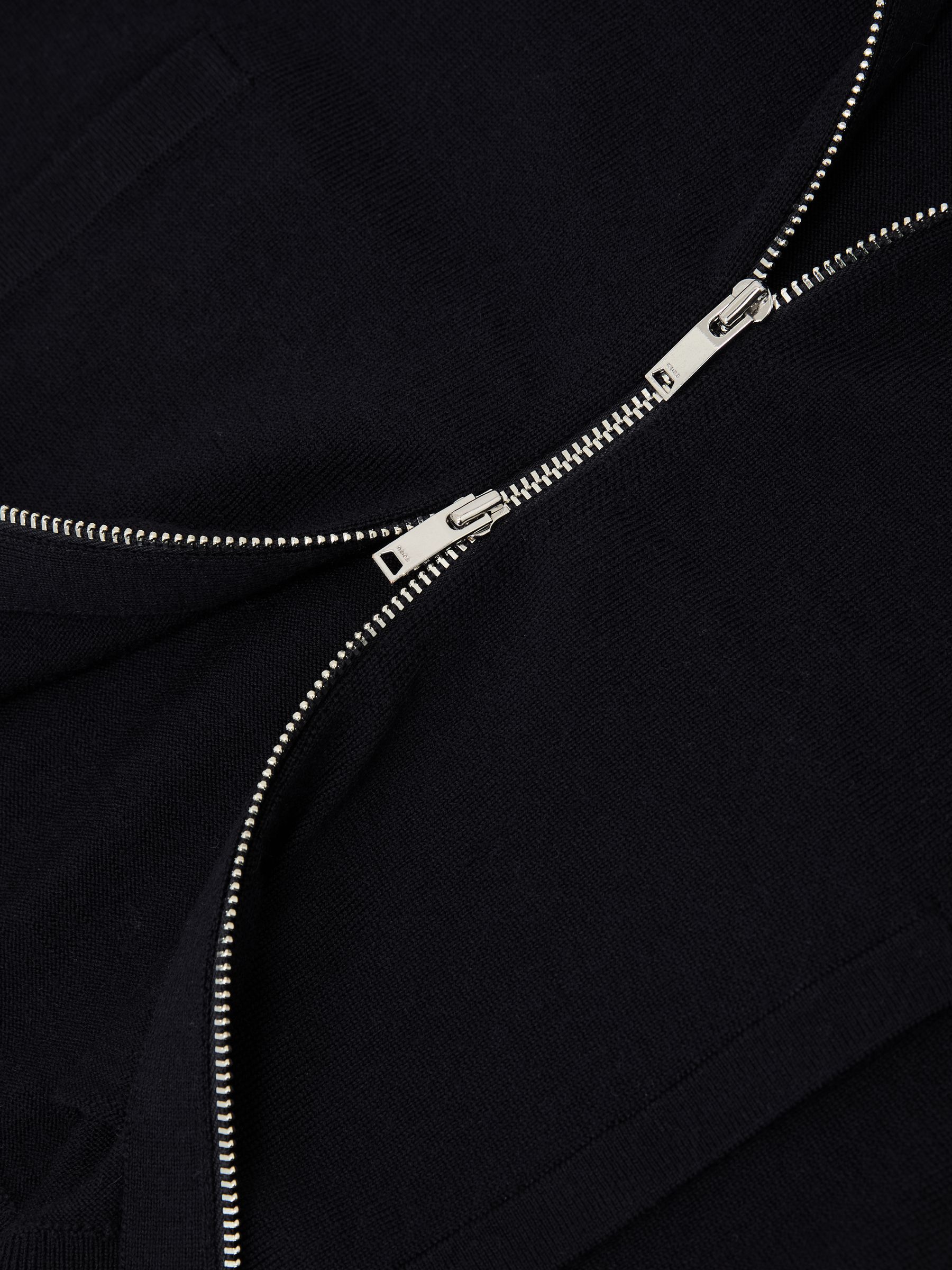 Merino Wool Blend Zip Through Cardigan in Navy - Εικόνα 4 από 4