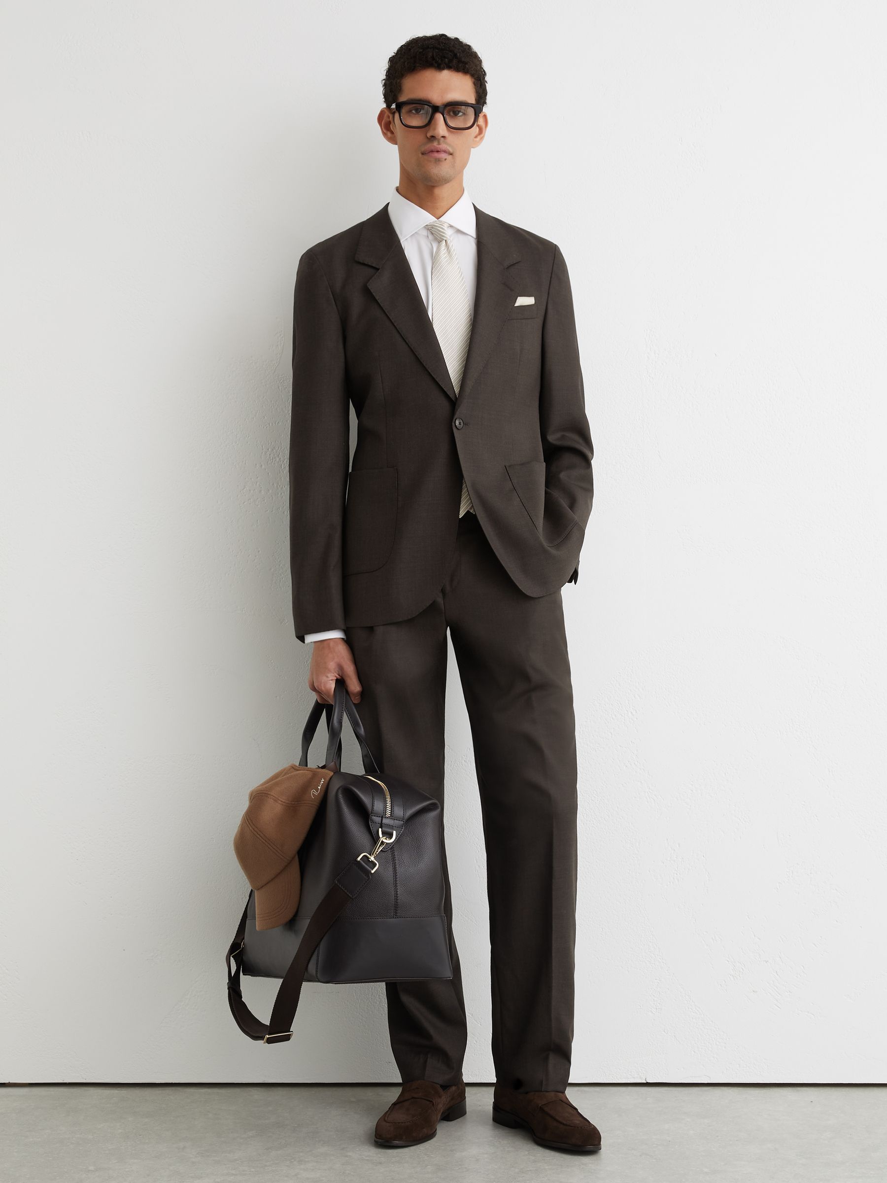 Wool Single-Breasted Classic-Fit Suit Jacket in Brown - Image 3 of 6