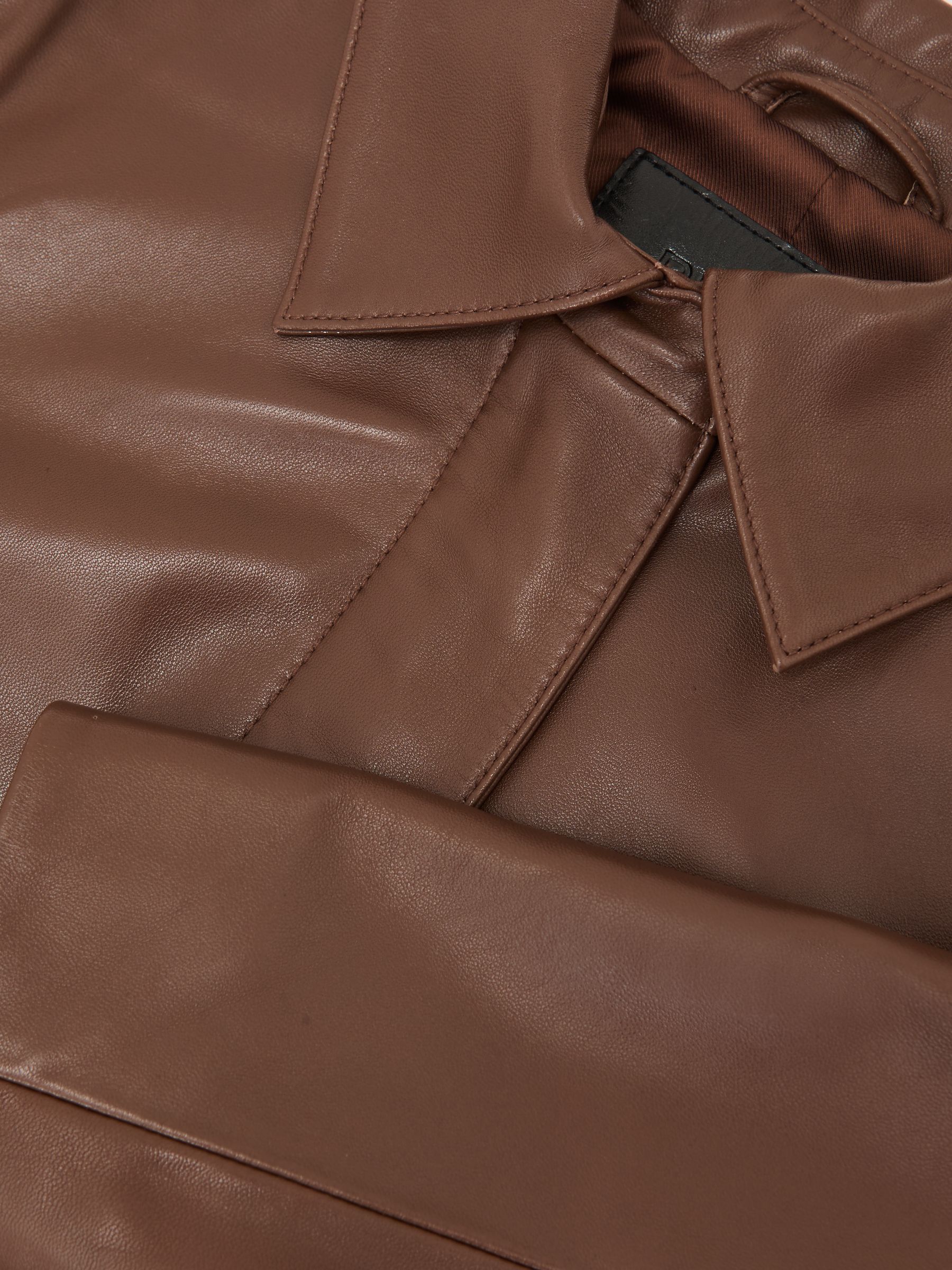 Collared Leather Jacket in Mocha Brown - image 3