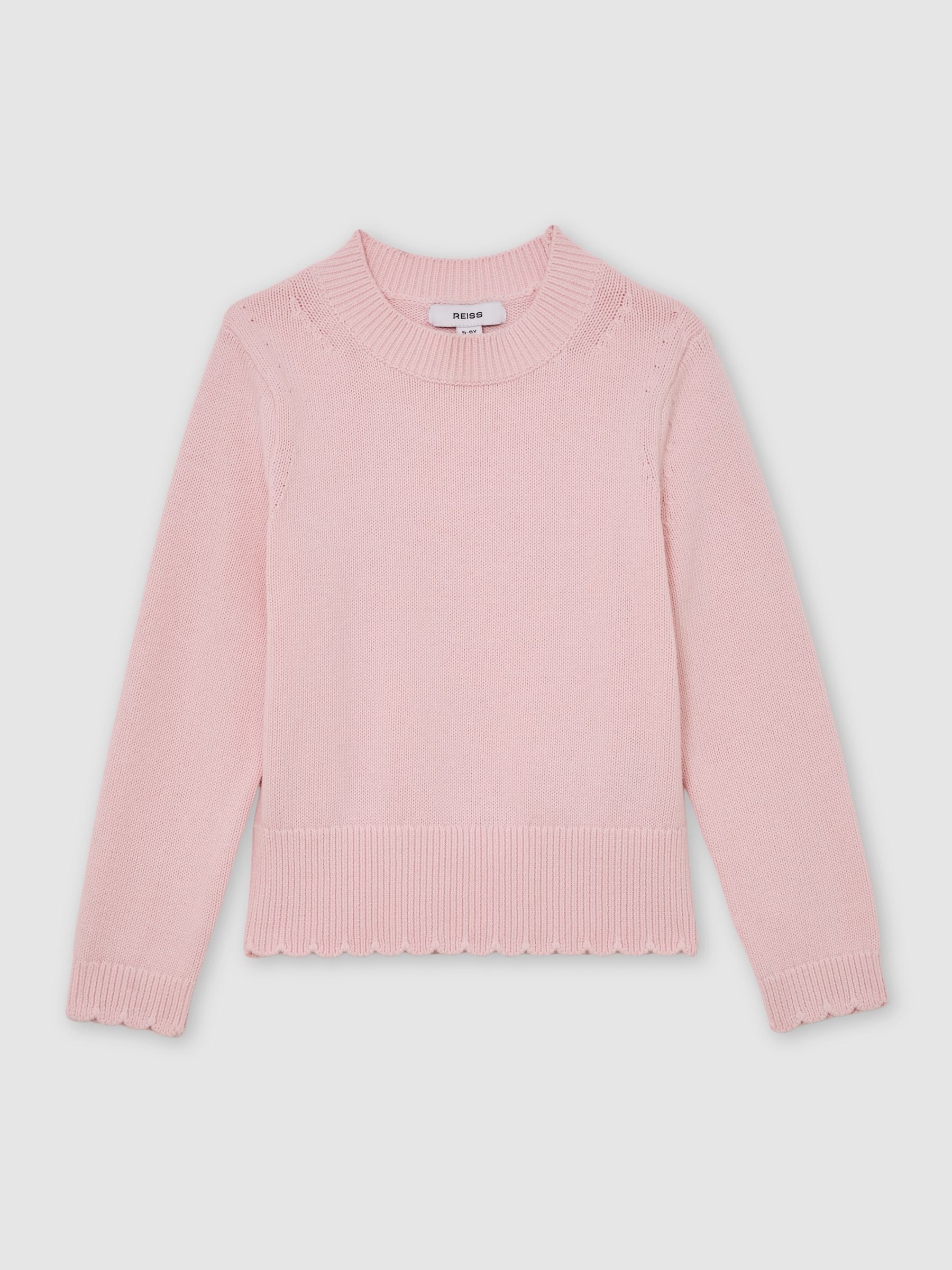 13-14 yrs Cotton Scallop-Trim Jumper in Light Pink - Image 1 of 5