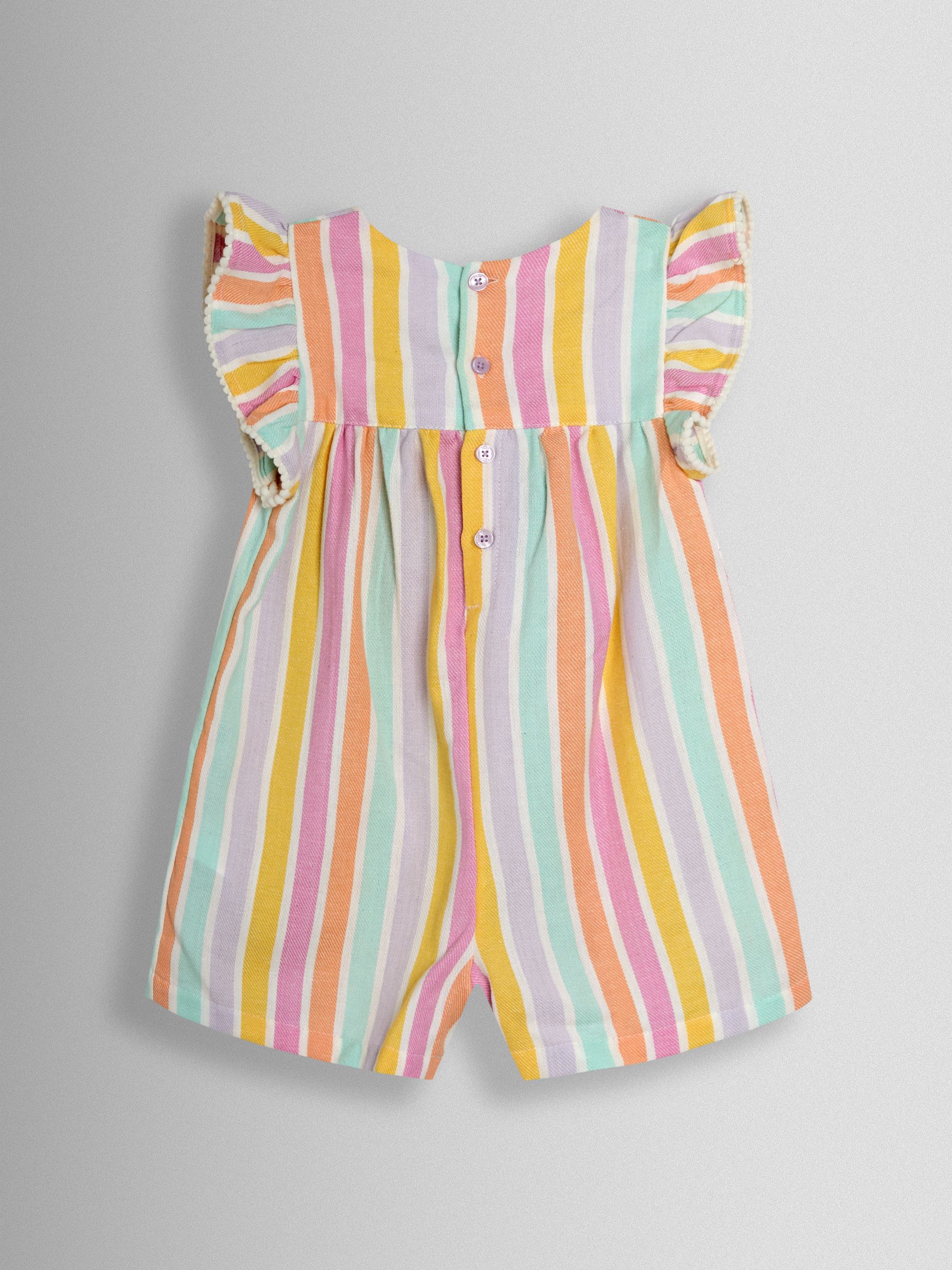 Pink Rainbow Stripe Frill Sleeve Playsuit - Image 2 of 3