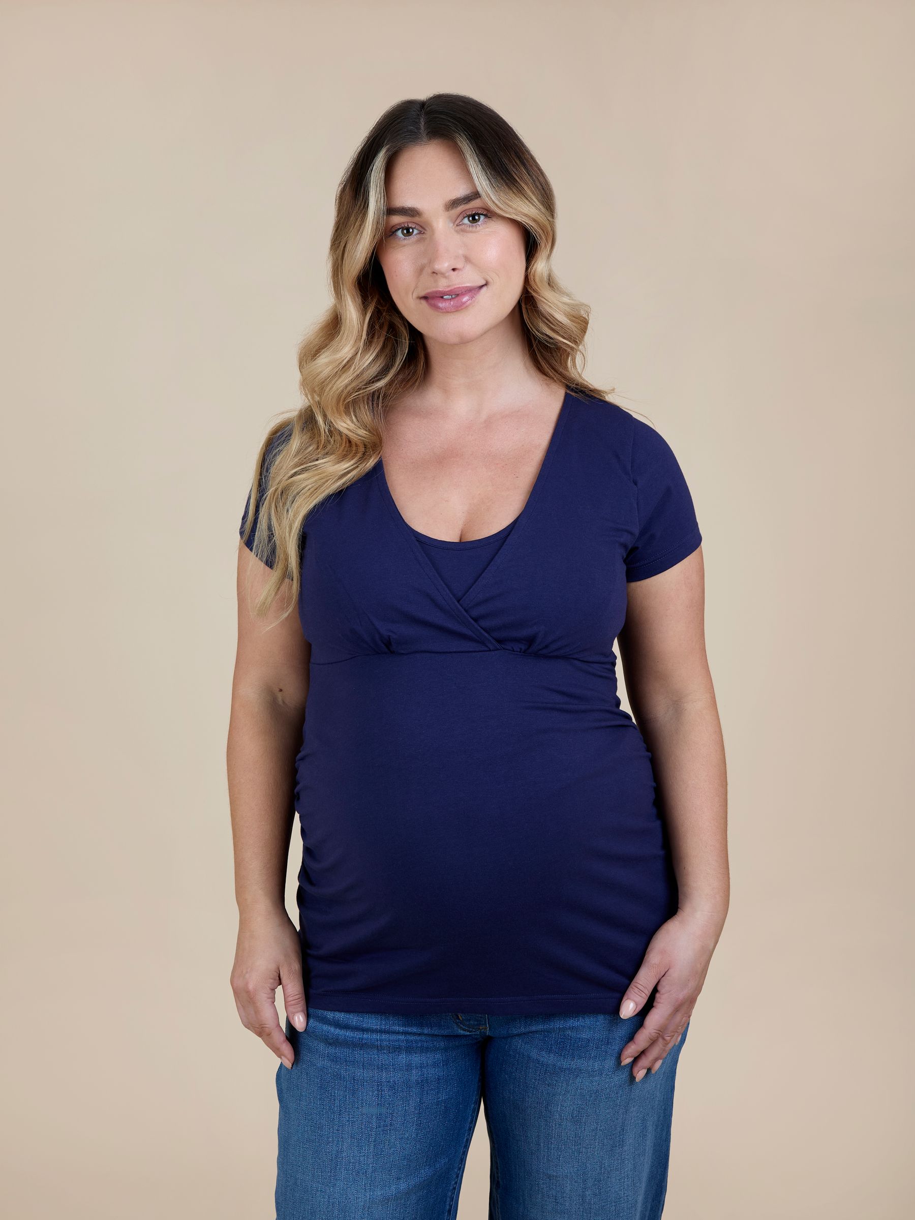Navy Ecru Stripe 2-Pack Maternity & Nursing T-Shirts - Image 5 of 11