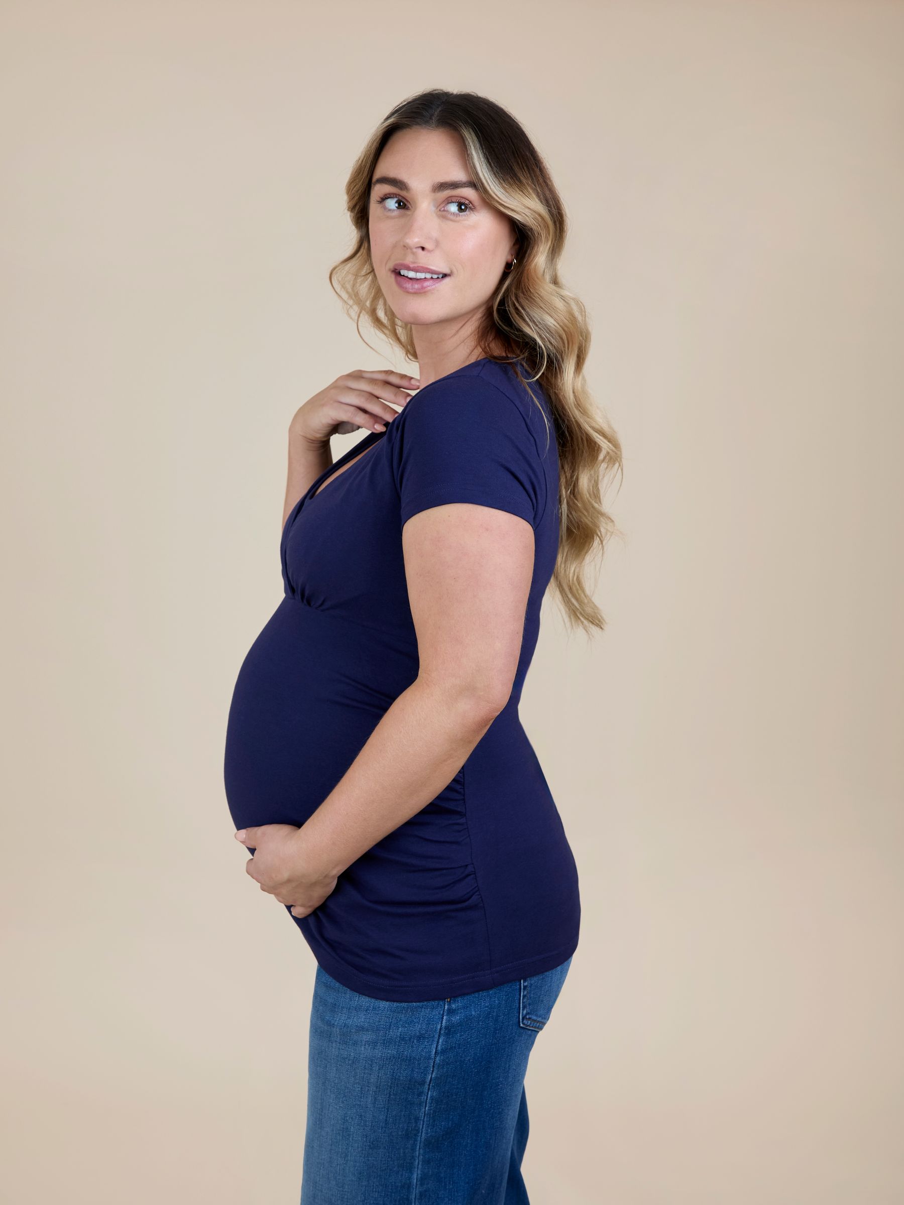 Navy Ecru Stripe 2-Pack Maternity & Nursing T-Shirts - Image 6 of 11