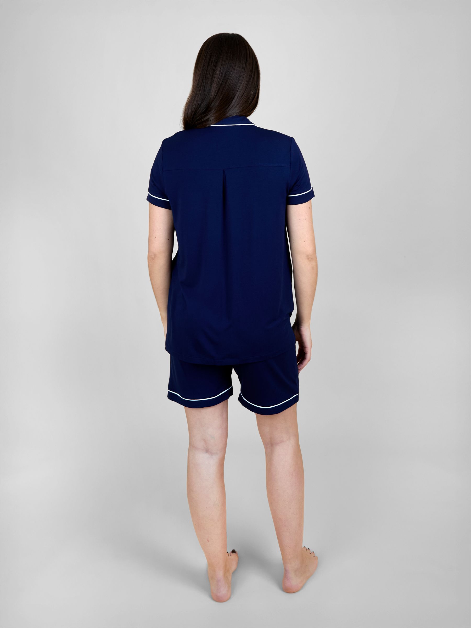 Navy Blue Piping Maternity Short Pyjamas Set - Image 3 of 4