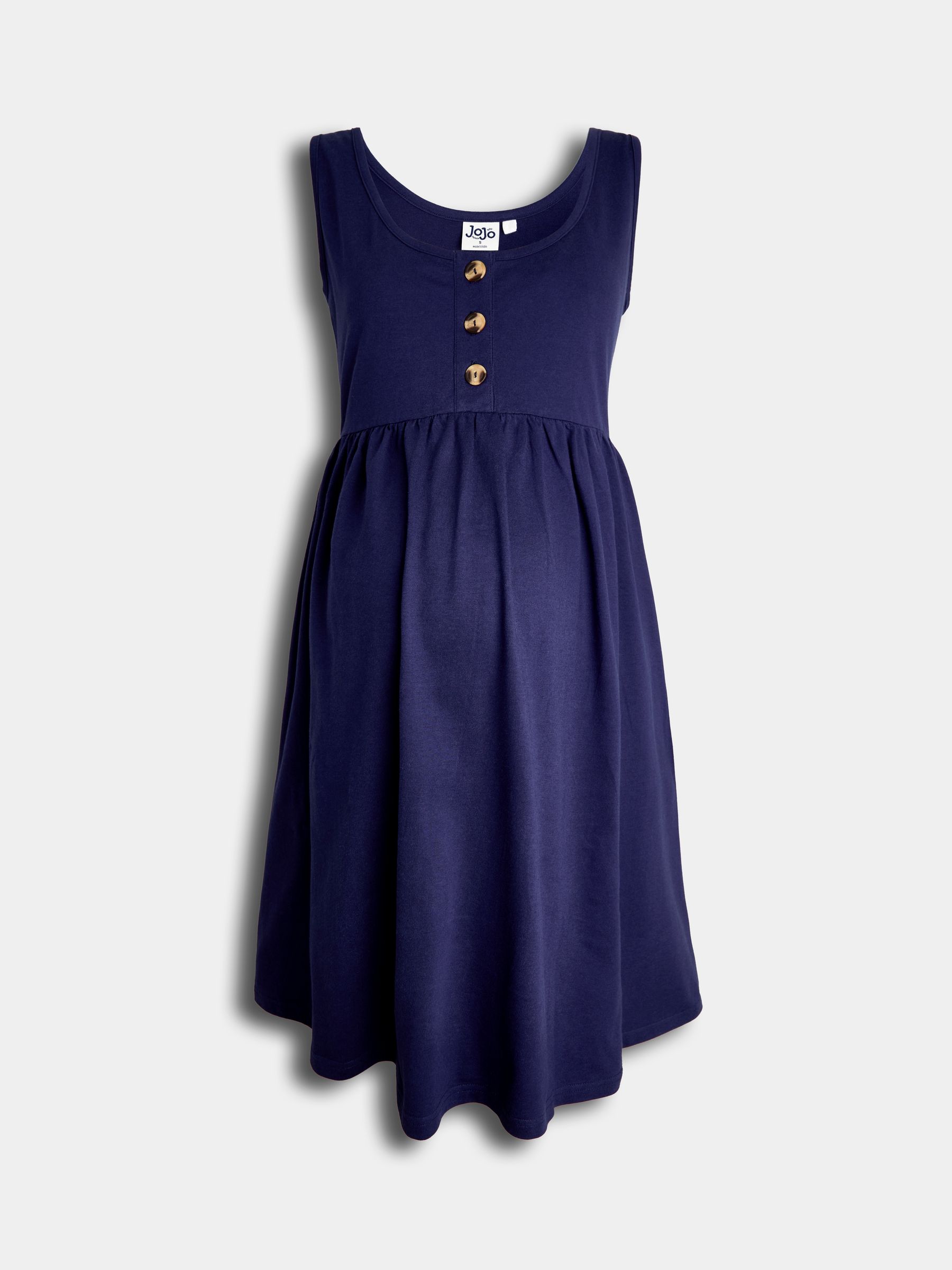 Blue Horn Button Maternity Vest Midi Dress - Image 2 of 4