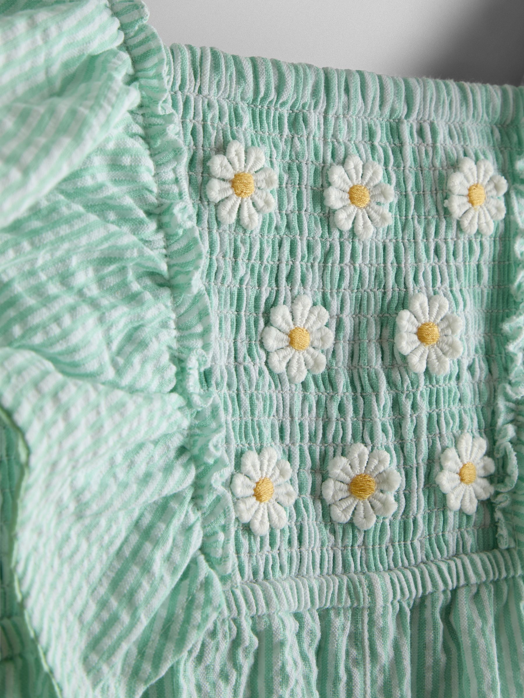Green Daisy Smocked Frill Shoulder Jumpsuit - Image 4 of 4