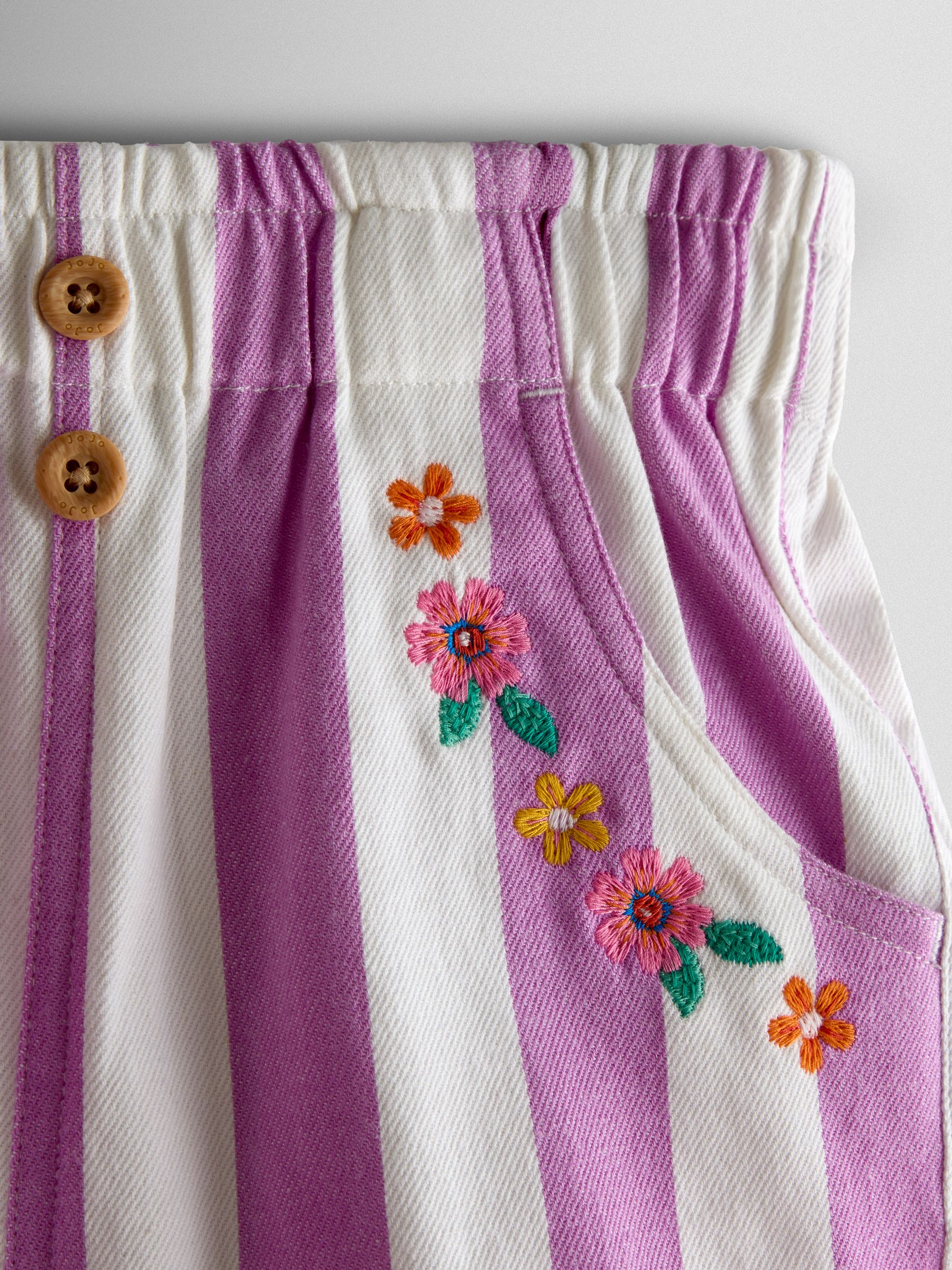 Lilac Purple Stripe Embroidered Twill Paperbag Shorts - Image 3 of 3