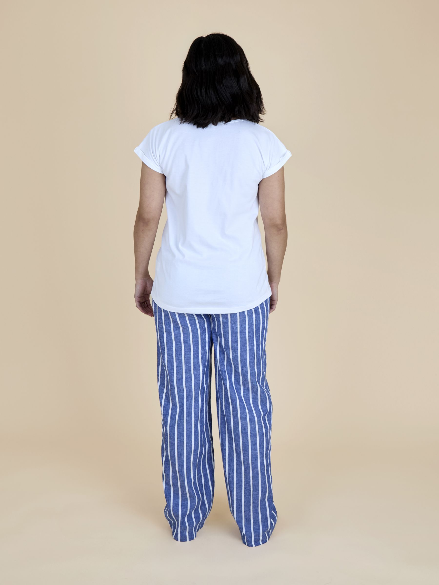 Mid Blue Striped Wide Leg Trouser - Image 3 of 5