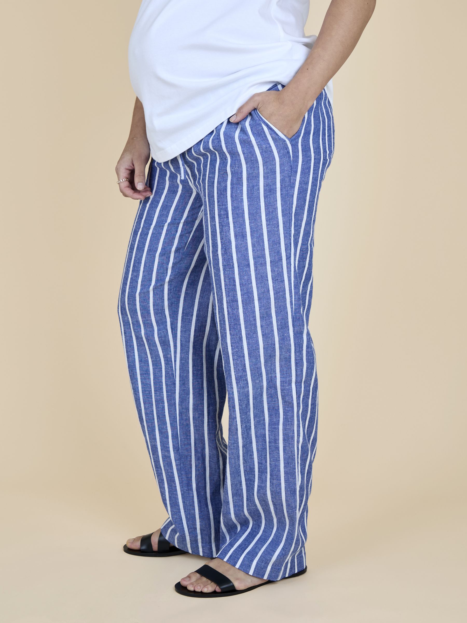Mid Blue Striped Wide Leg Trouser - Image 4 of 5