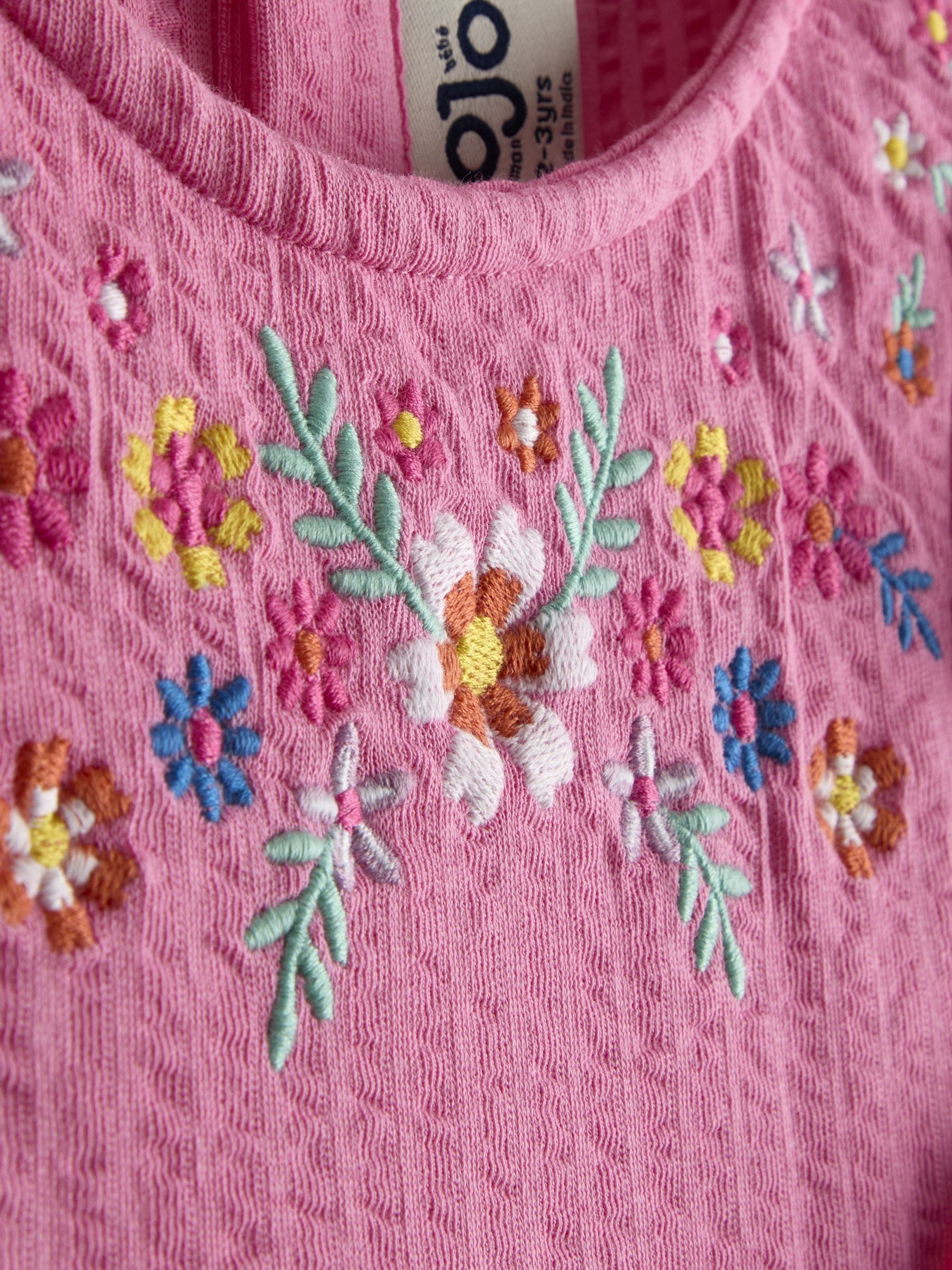 Pink Floral Embroidered Seersucker Dress - Image 3 of 3