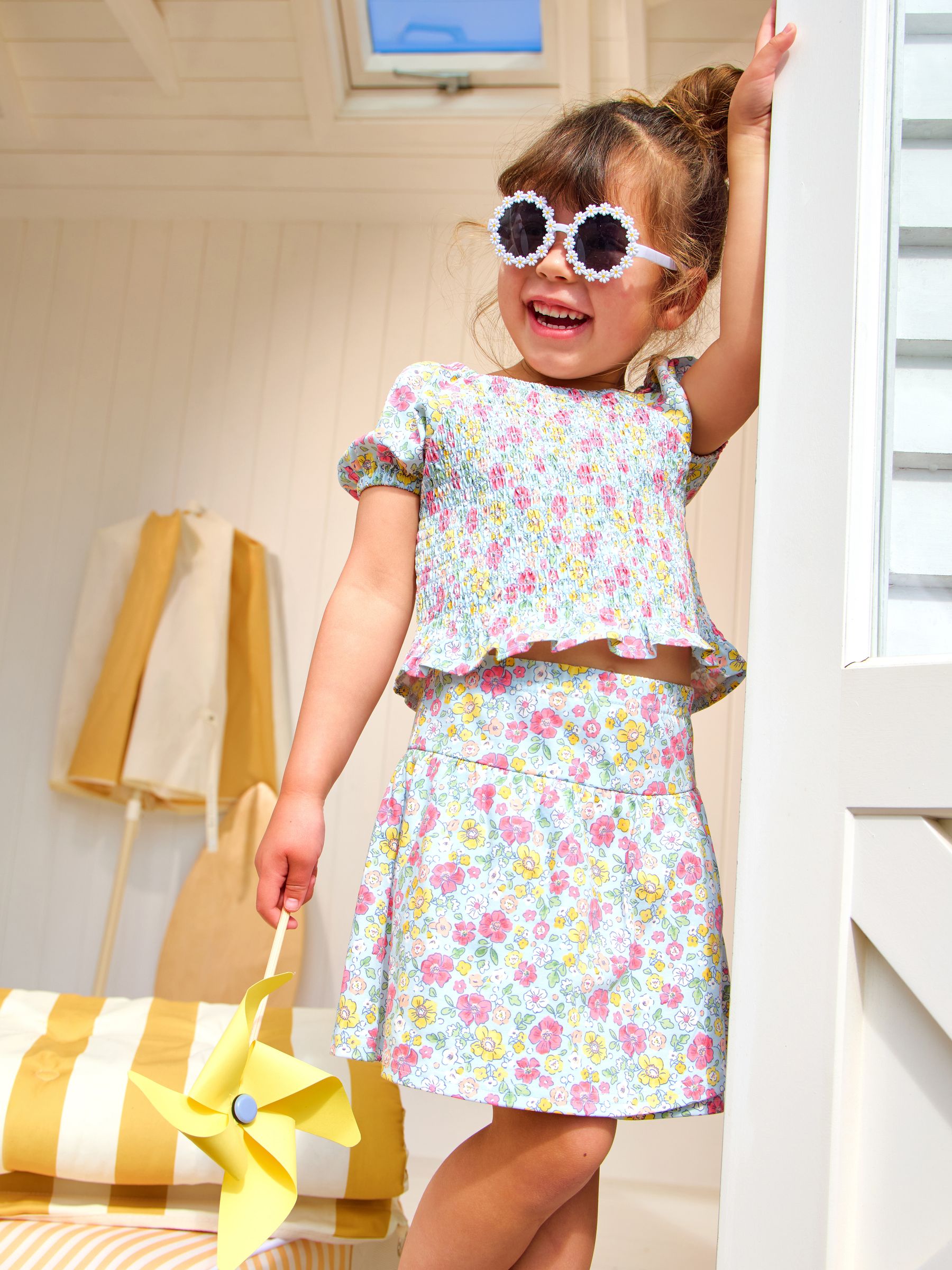 Blue Smocked Cap Sleeve Top & Skort Set - Image 1 of 1