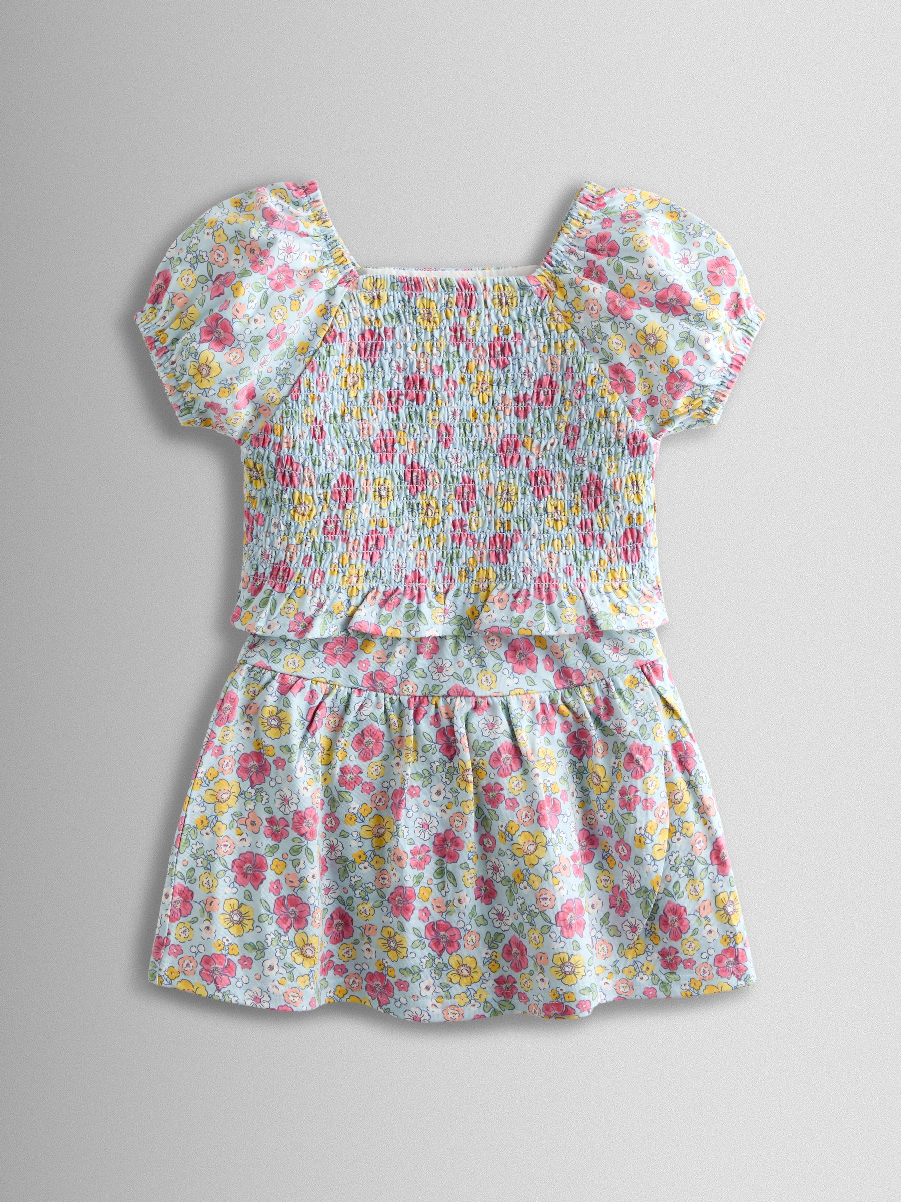 Blue Smocked Cap Sleeve Top & Skort Set - Image 2 of 6