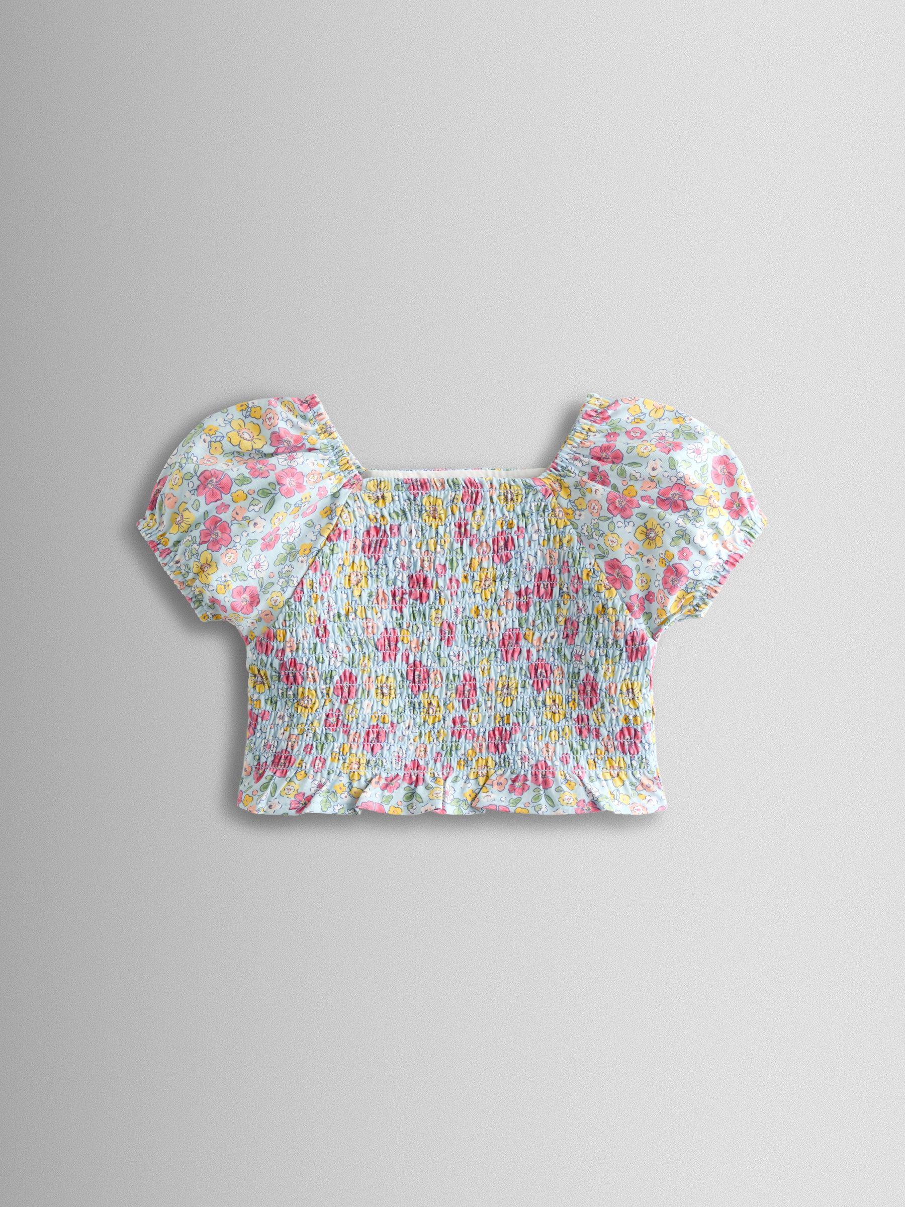 Blue Smocked Cap Sleeve Top & Skort Set - Image 3 of 6