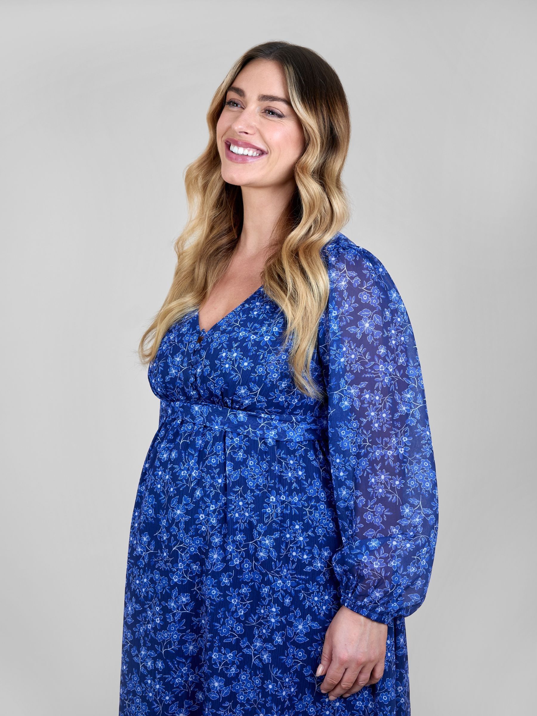 midi blue maternity dress Vedolay Maternity Dresses Women's Maternity Wrap Dress Midi Length with Waist Belt,Light Blue S, Size: Small