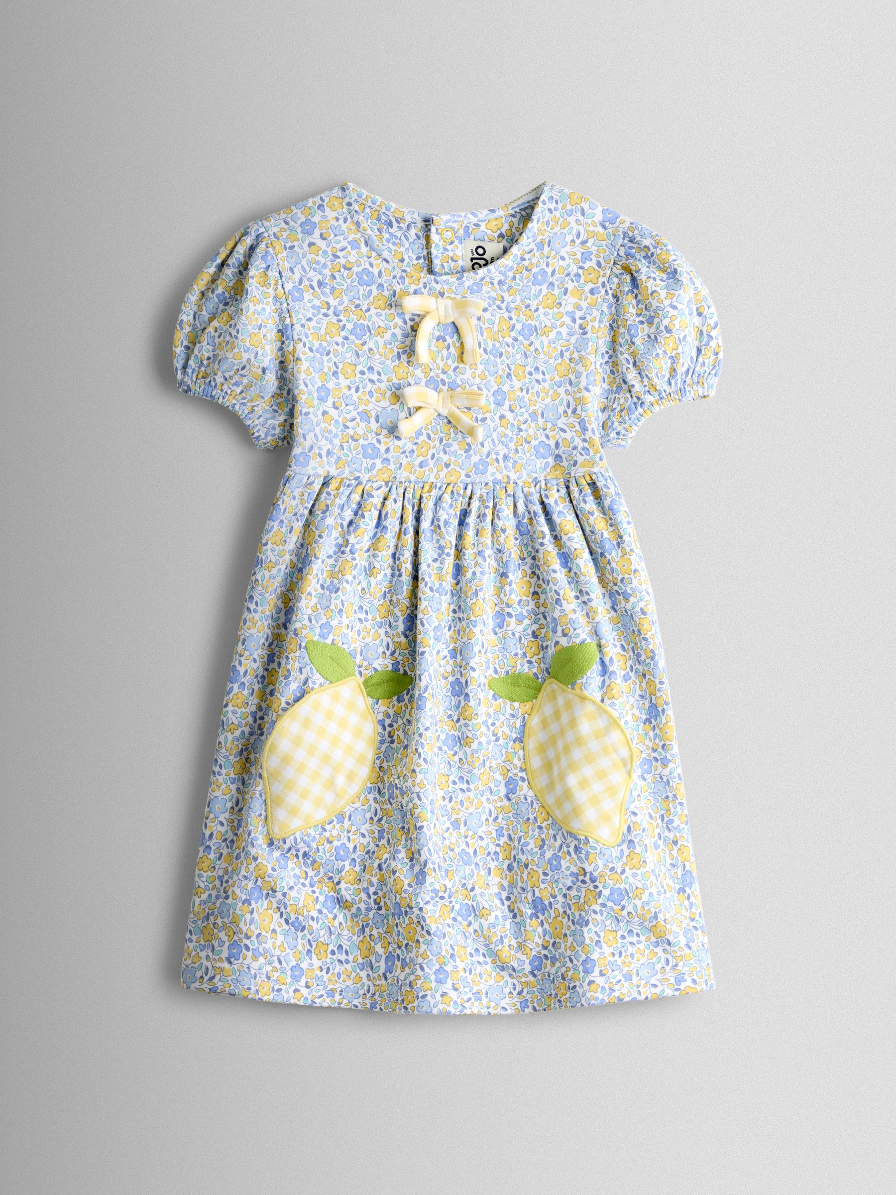 Yellow Lemon Appliqué Puff Sleeve Button Front Dress - Image 1 of 3