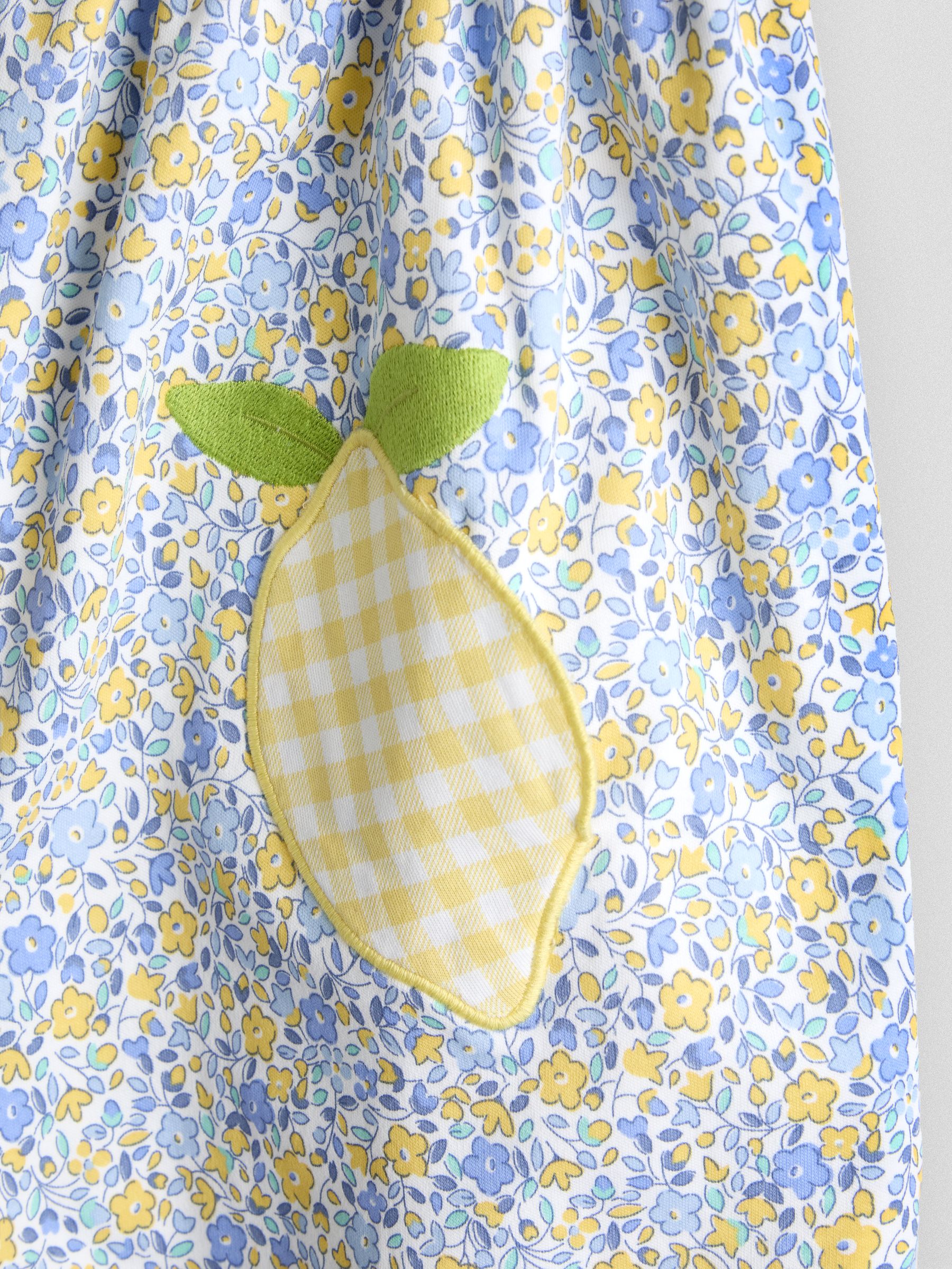 Yellow Lemon Appliqué Puff Sleeve Button Front Dress - Image 3 of 3