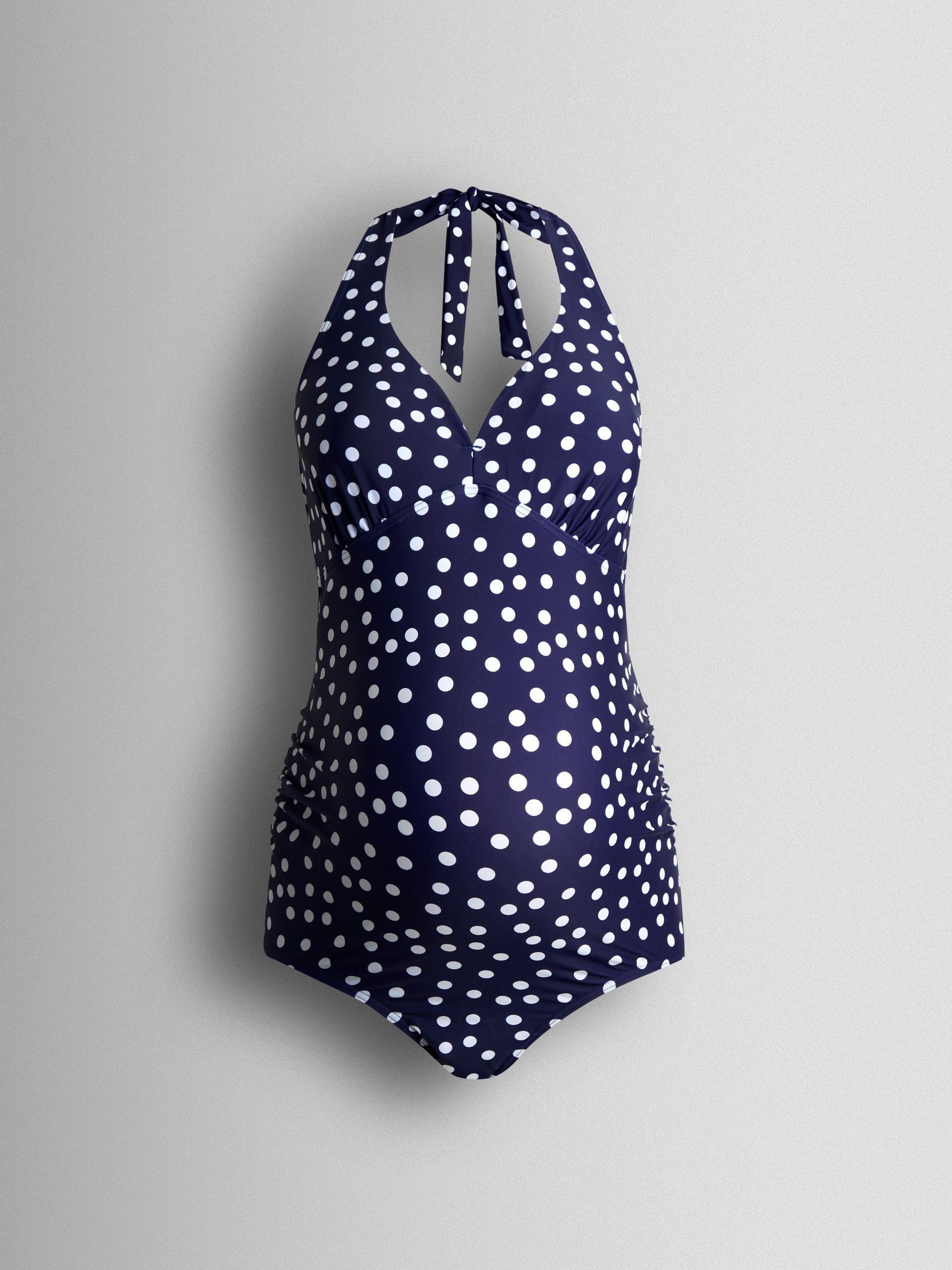 Blue Sleeveless Tie Halterneck Maternity Swimsuit - Image 2 of 4