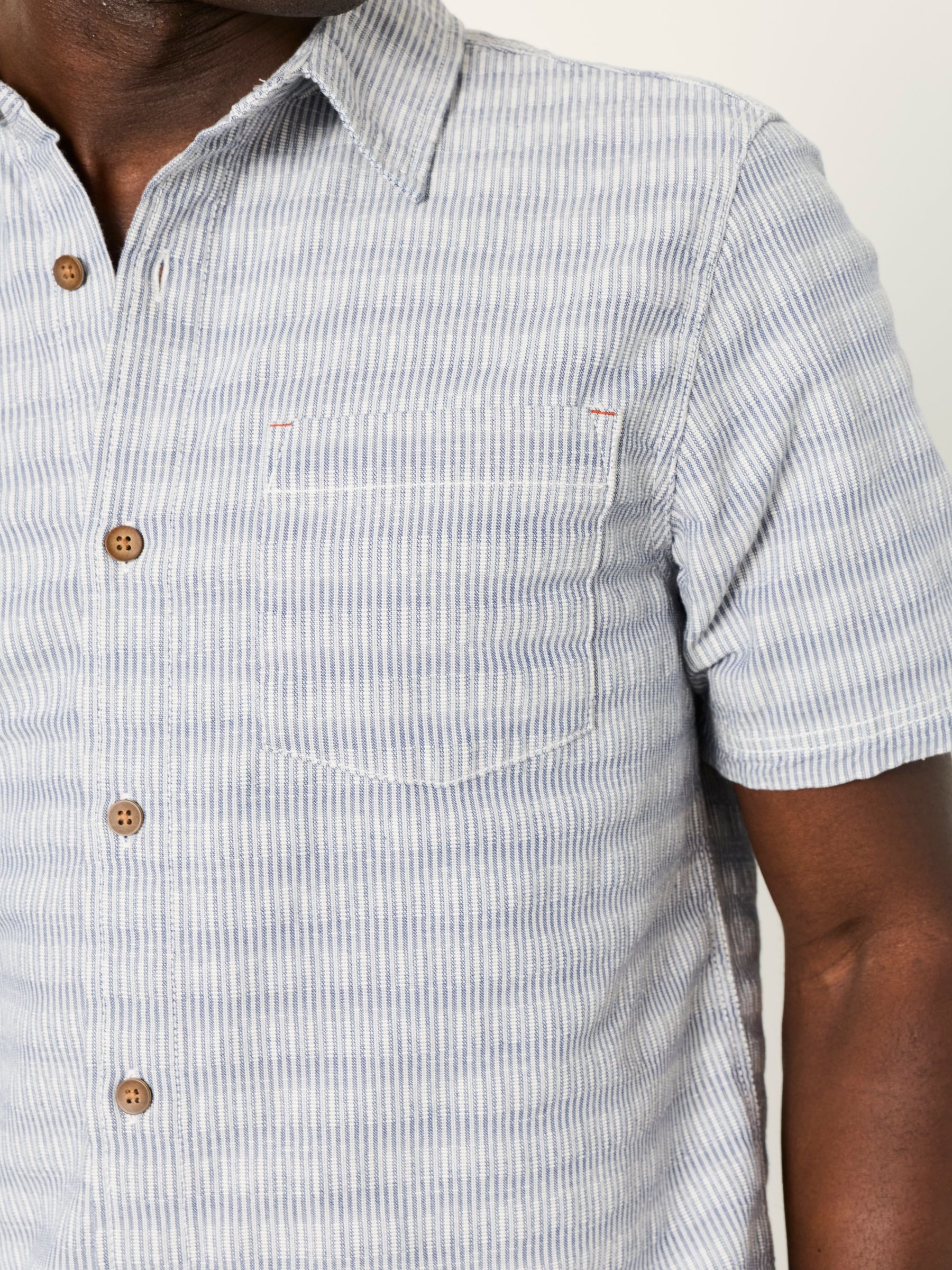 Blue Short Sleeve Semi Plain Textured Shirt - Image 3 of 6
