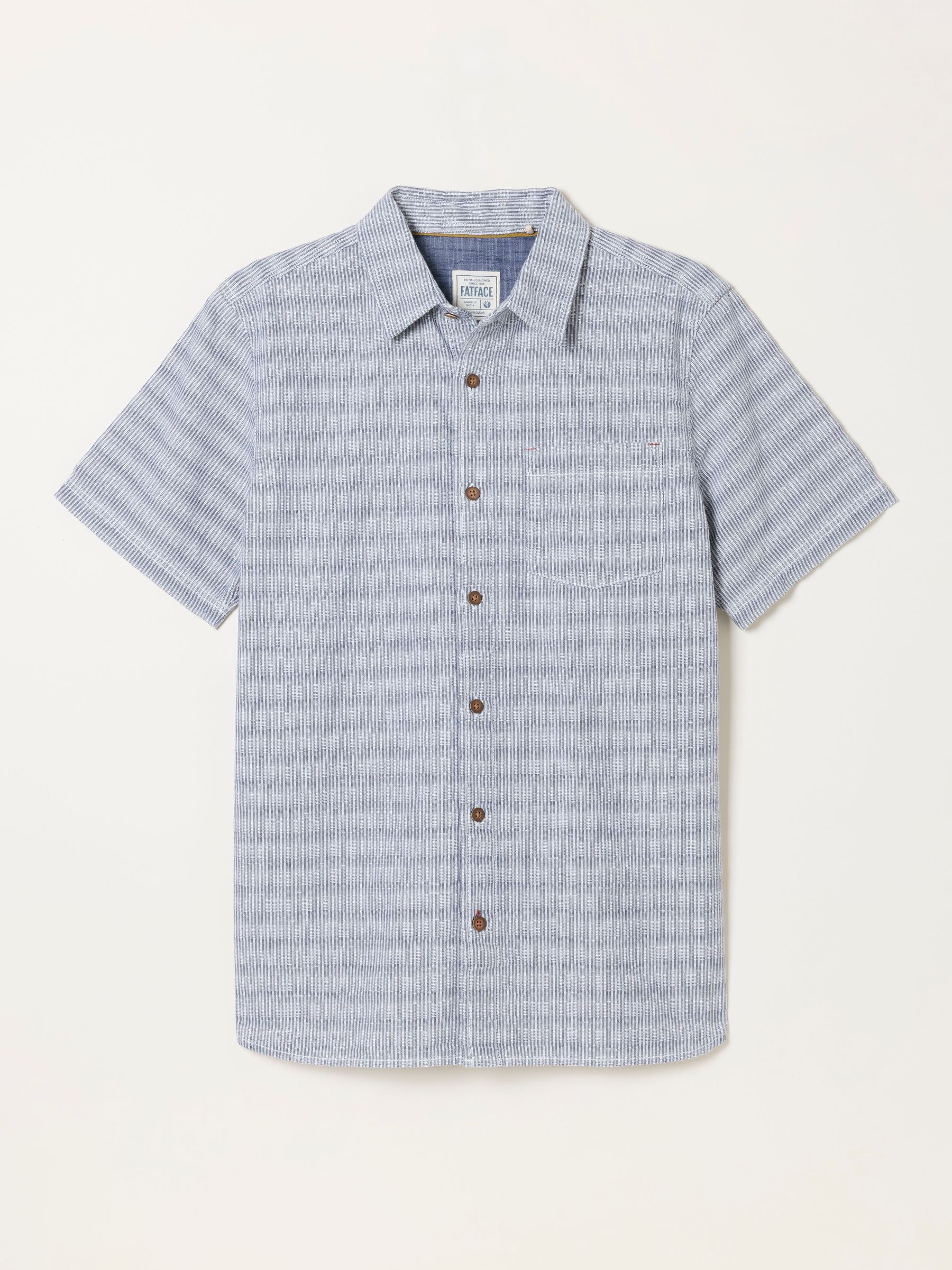Blue Short Sleeve Semi Plain Textured Shirt - Image 6 of 6