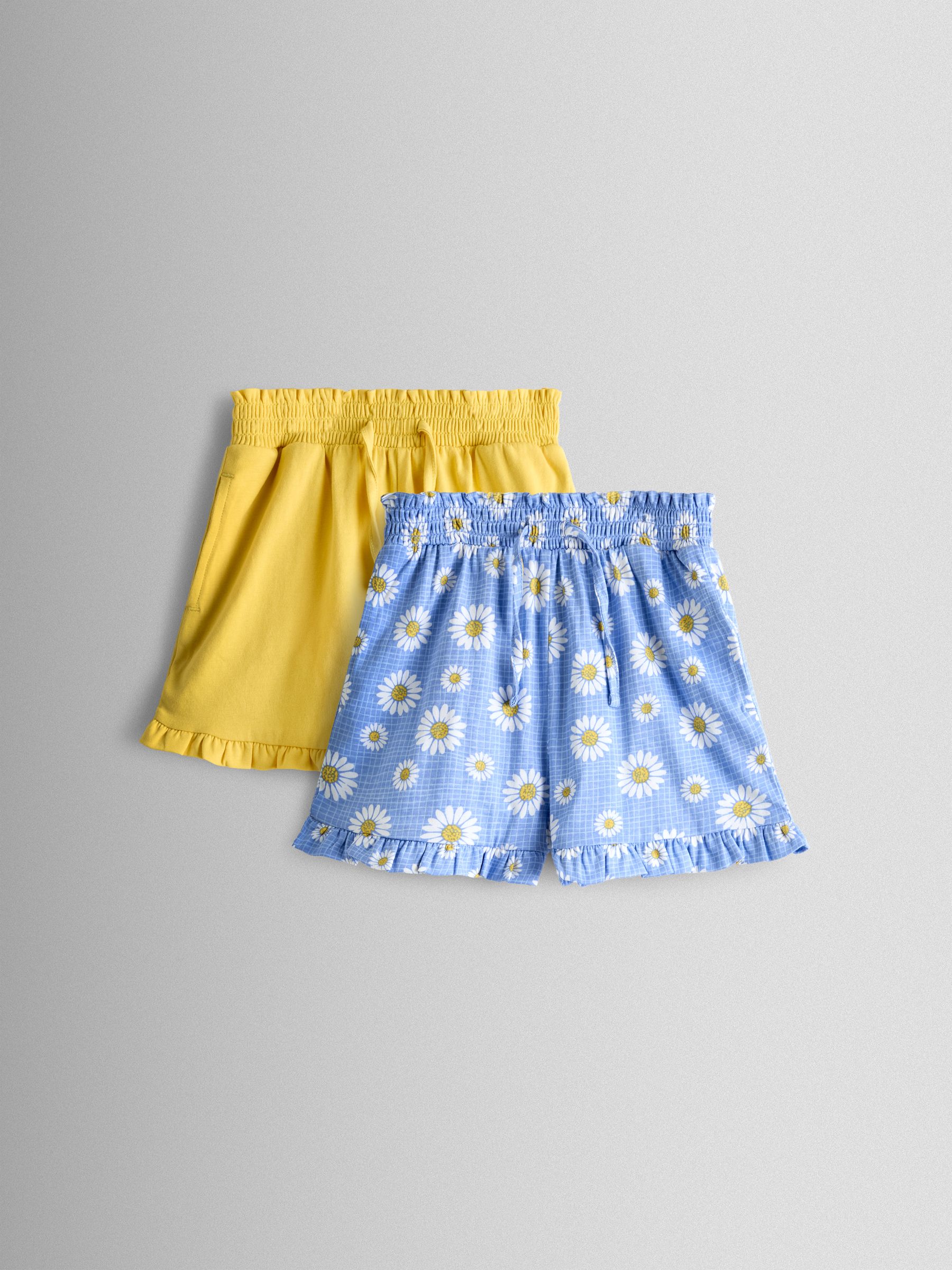 Yellow & Blue Daisy 2-Pack Frill Shorts - Image 1 of 7