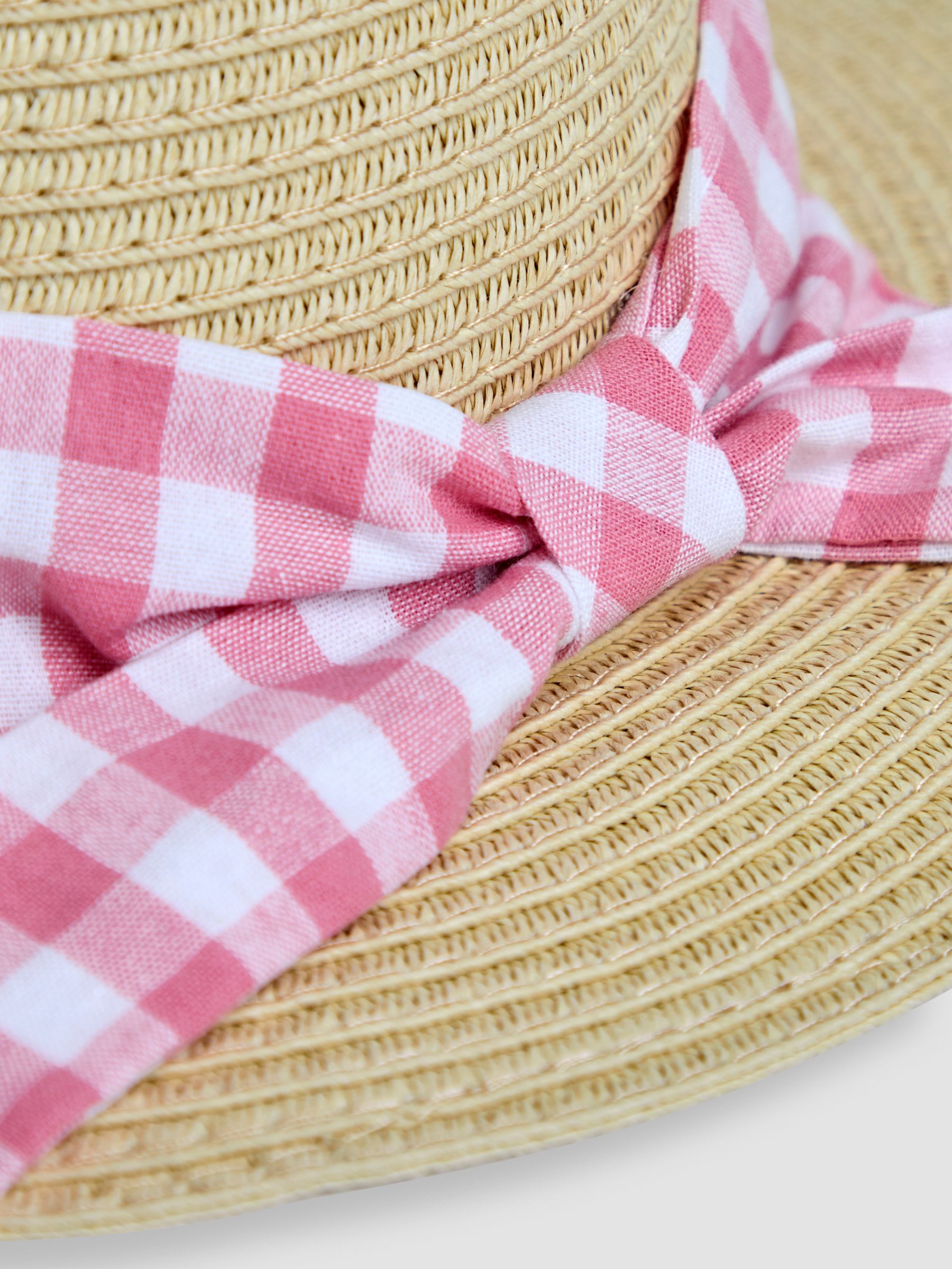Natural Gingham Woven Sun Hat - Image 4 of 4