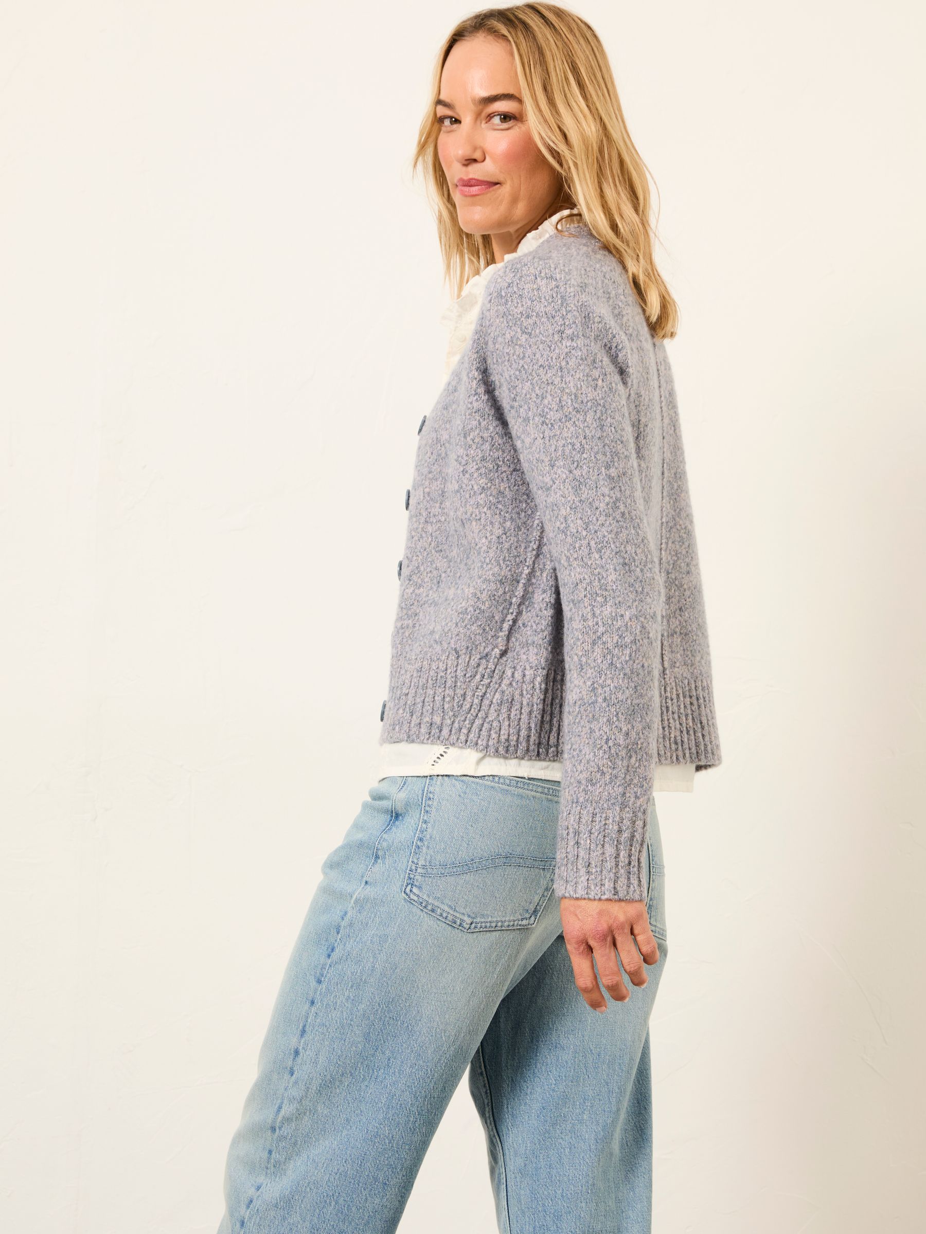 Florrie Blue Fleck Knitted Cardigan - Image 2 of 6