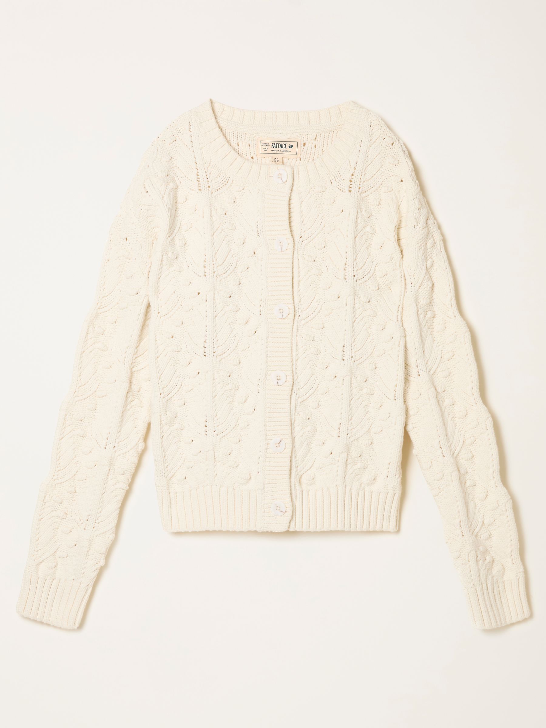 Ivory Bobble Knitted Cardigan | FatFace