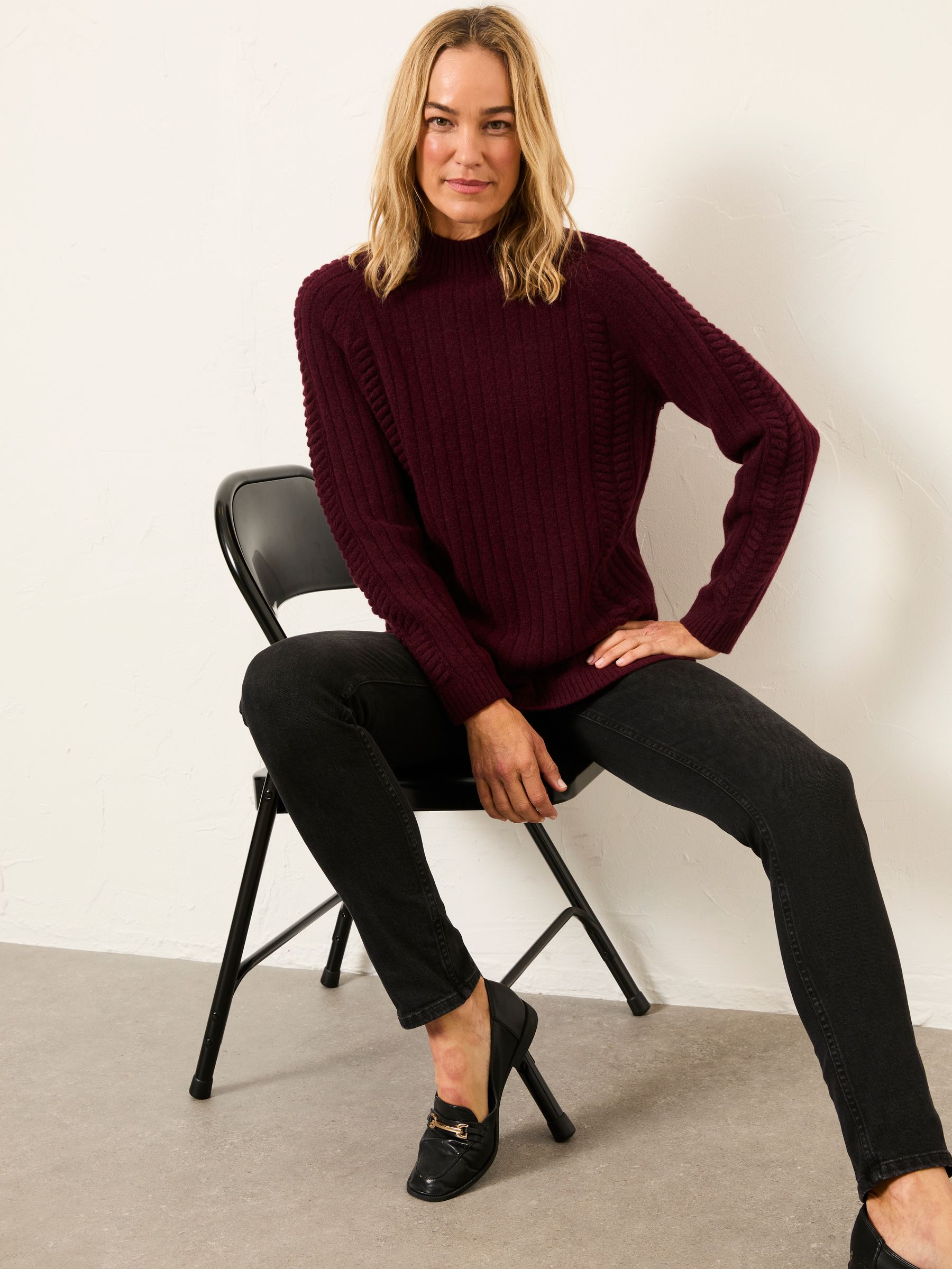 Hazel Burgundy Red Longline Knitted Jumper - Image 1 of 6