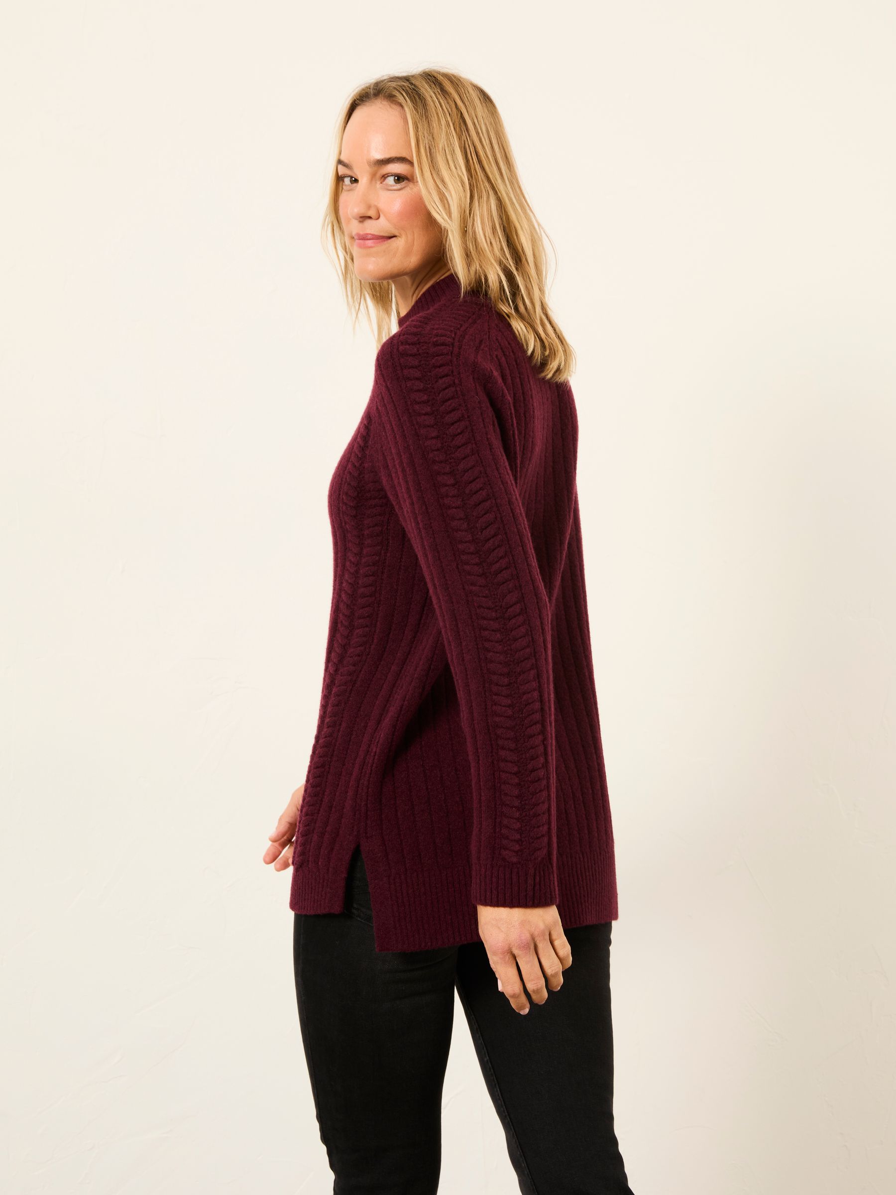 Hazel Burgundy Red Longline Knitted Jumper - Image 2 of 6