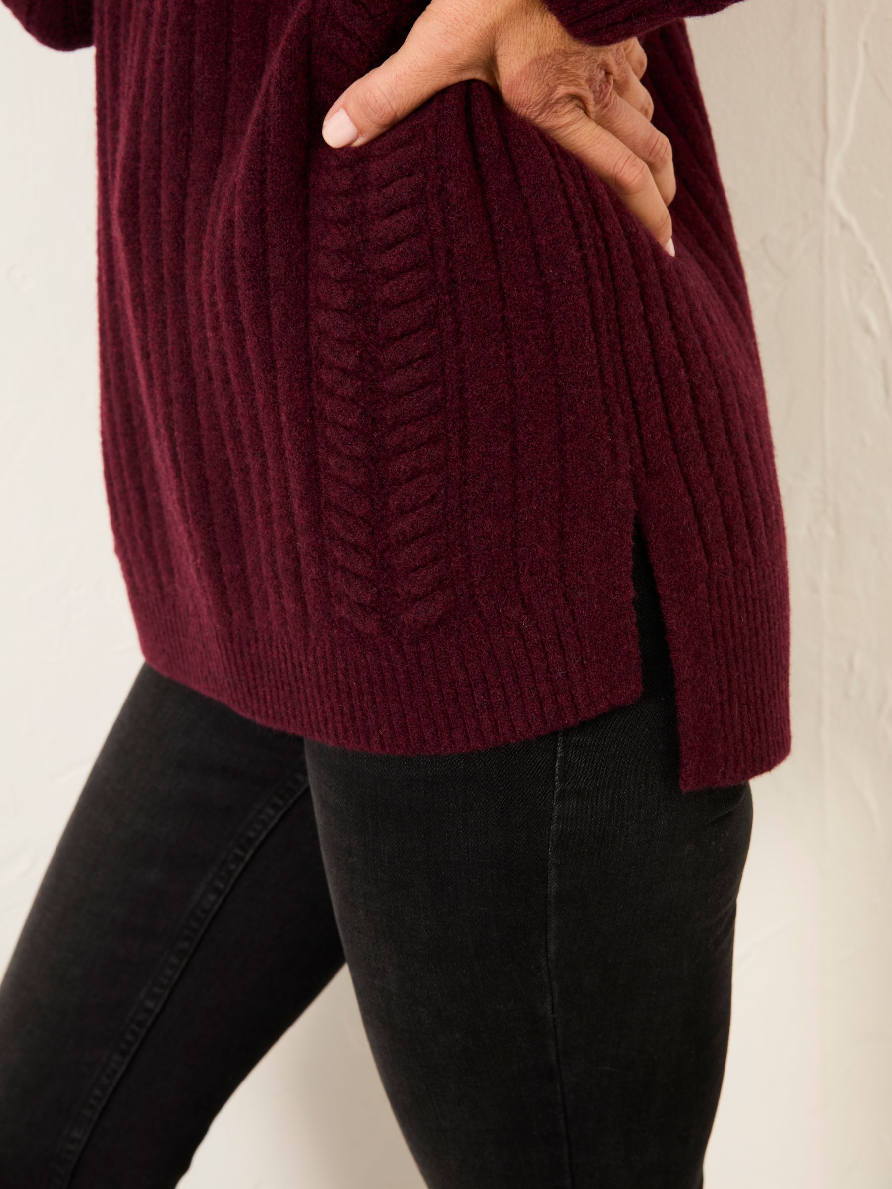 Hazel Burgundy Red Longline Knitted Jumper - Image 3 of 6