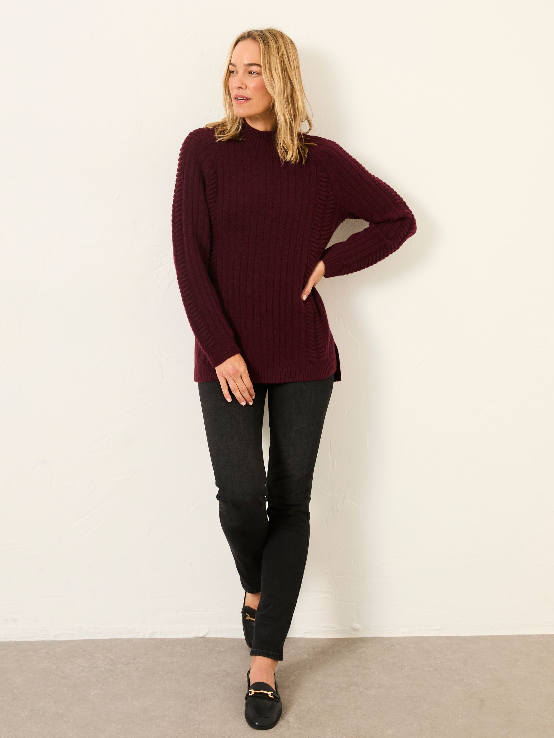 Hazel Burgundy Red Longline Knitted Jumper - Image 5 of 6