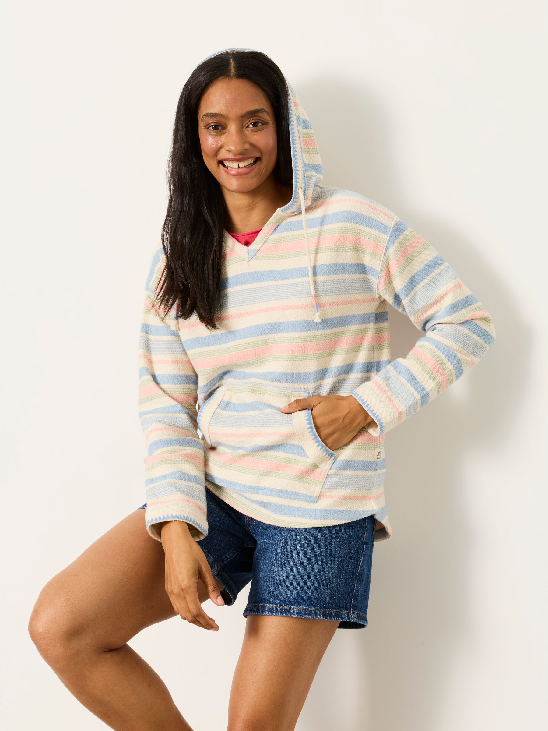 Poppy Multi Stripe Homespun Overhead Hoodie - Image 1 of 6