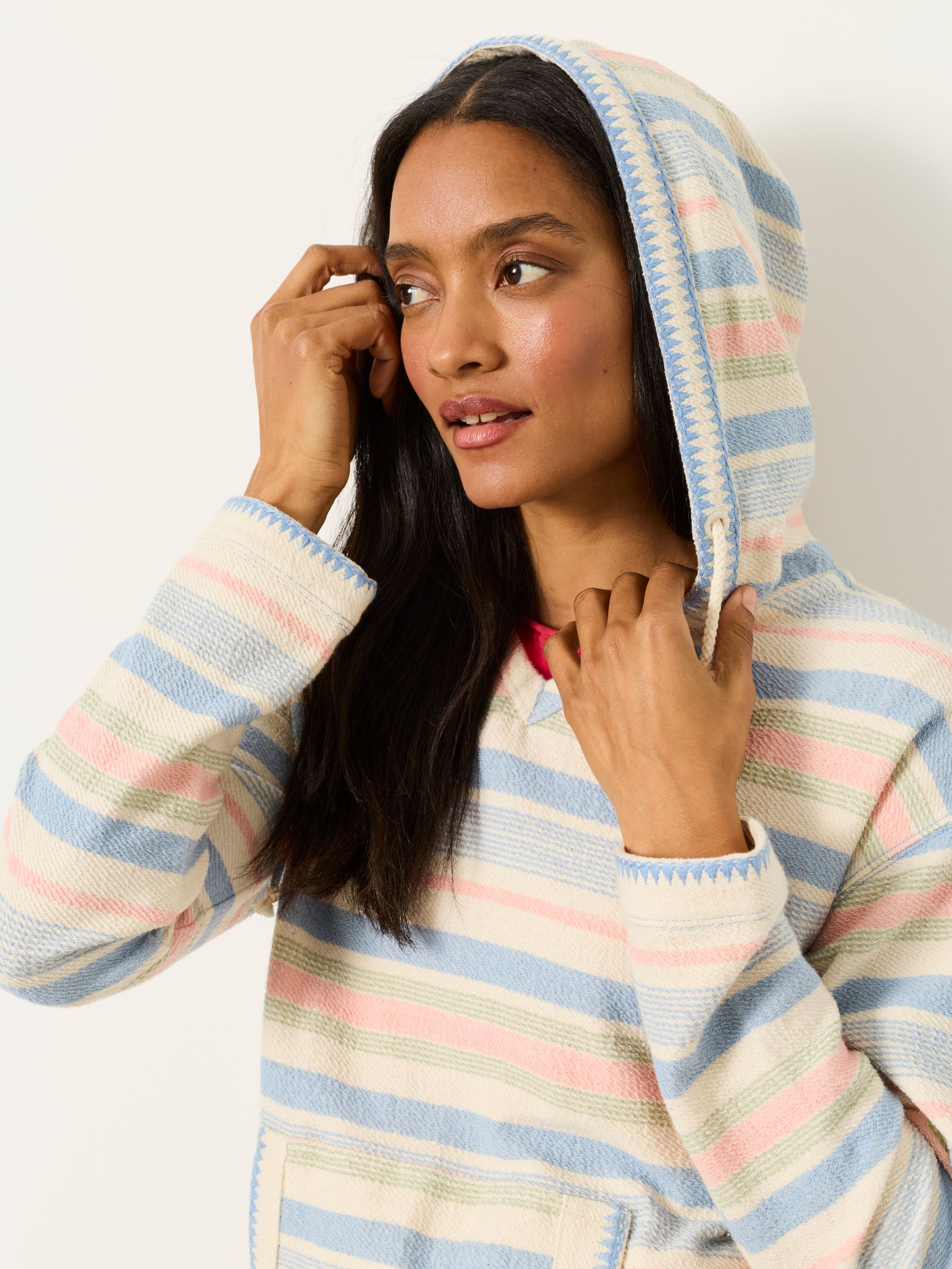 Poppy Multi Stripe Homespun Overhead Hoodie - Image 4 of 6