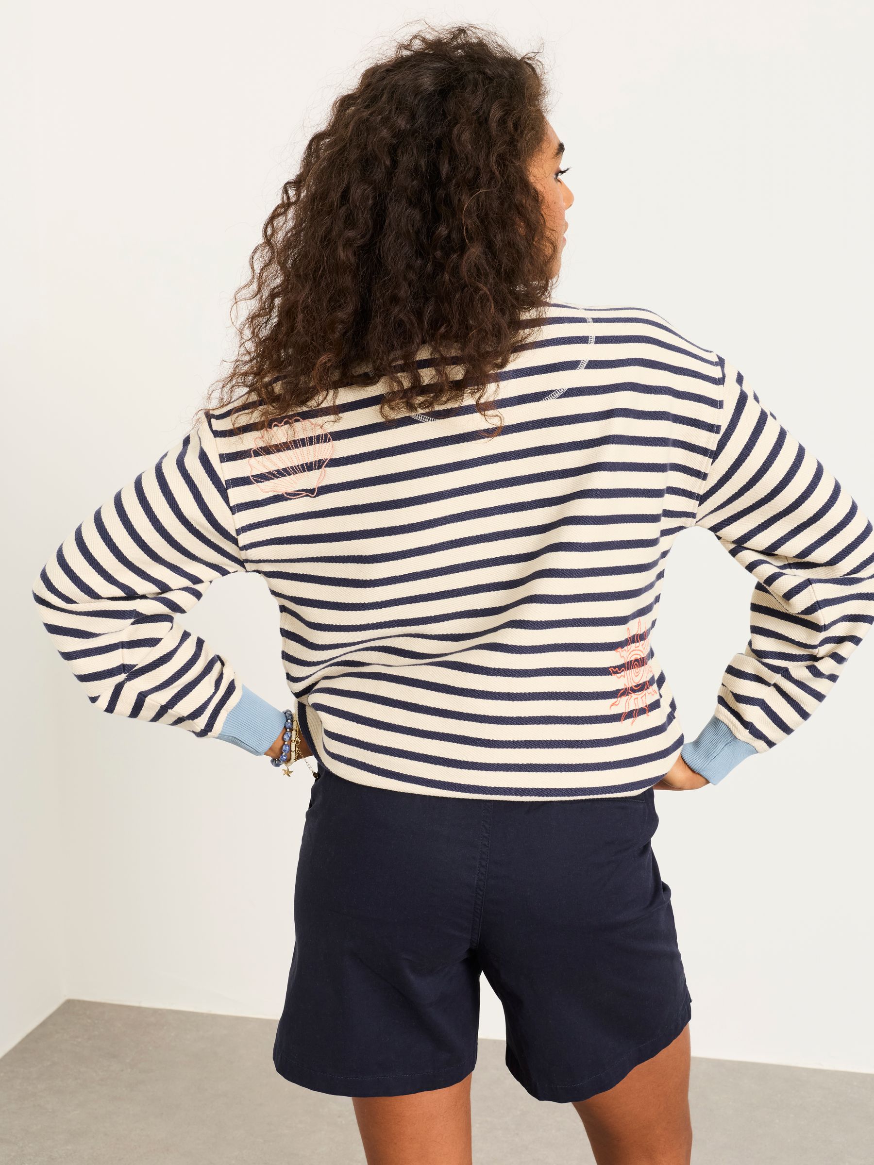 Georgia Navy Embroidered Textured Stripe Crew - Image 2 of 5