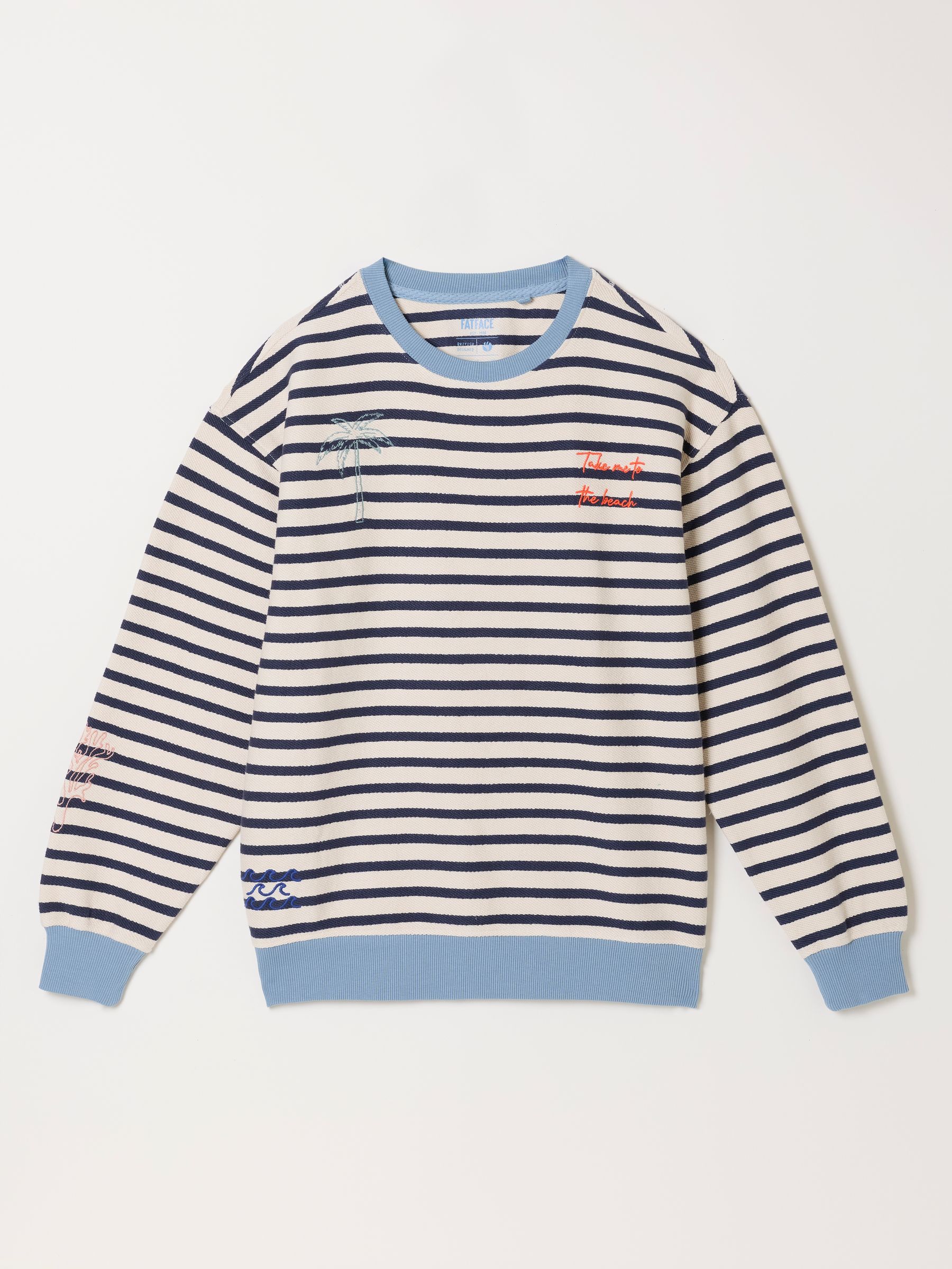 Georgia Navy Embroidered Textured Stripe Crew - Image 5 of 5