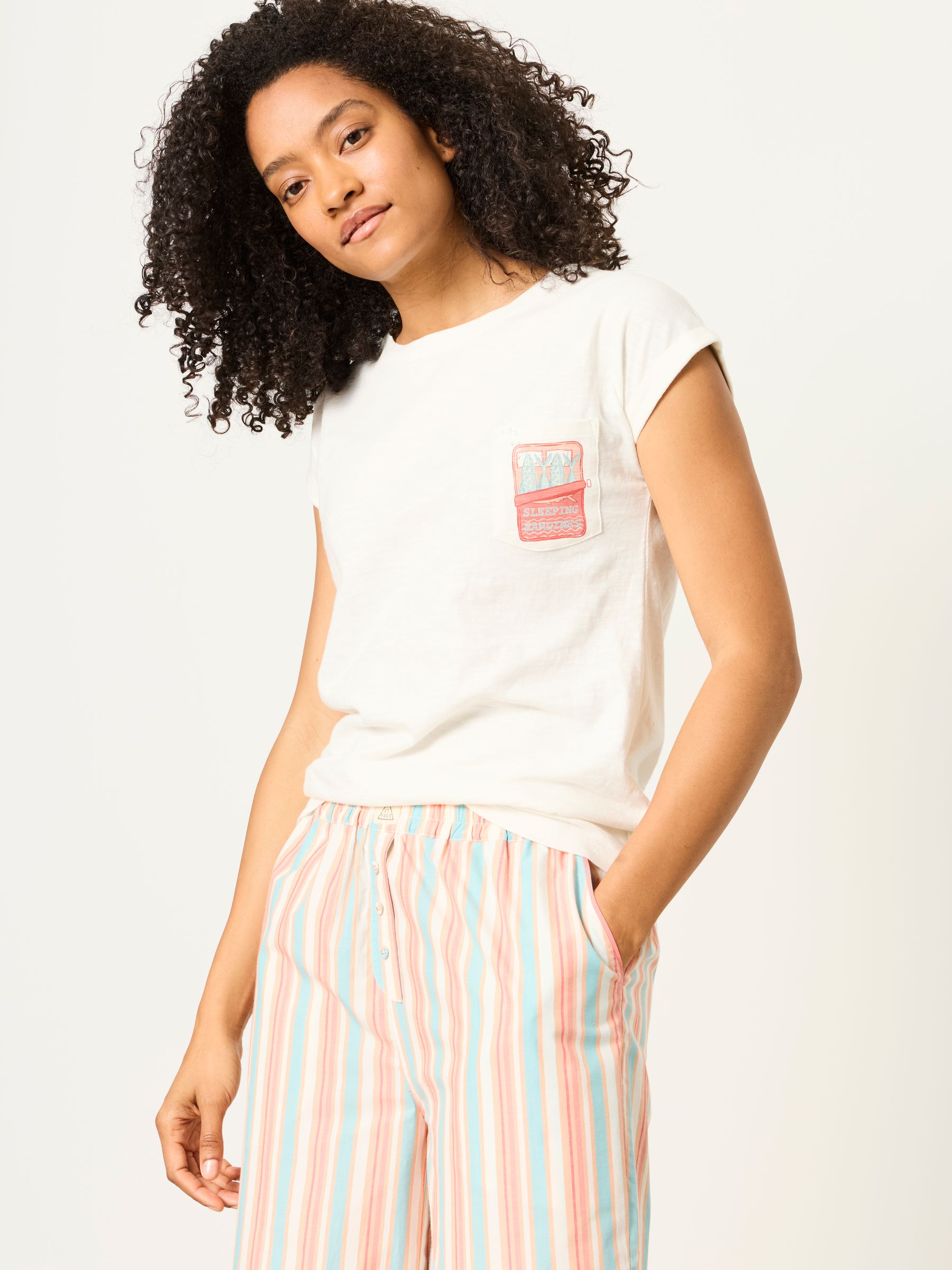 Multi Sardines and Stripes Sardine Jersey Woven Pyjama Set - Image 1 of 8