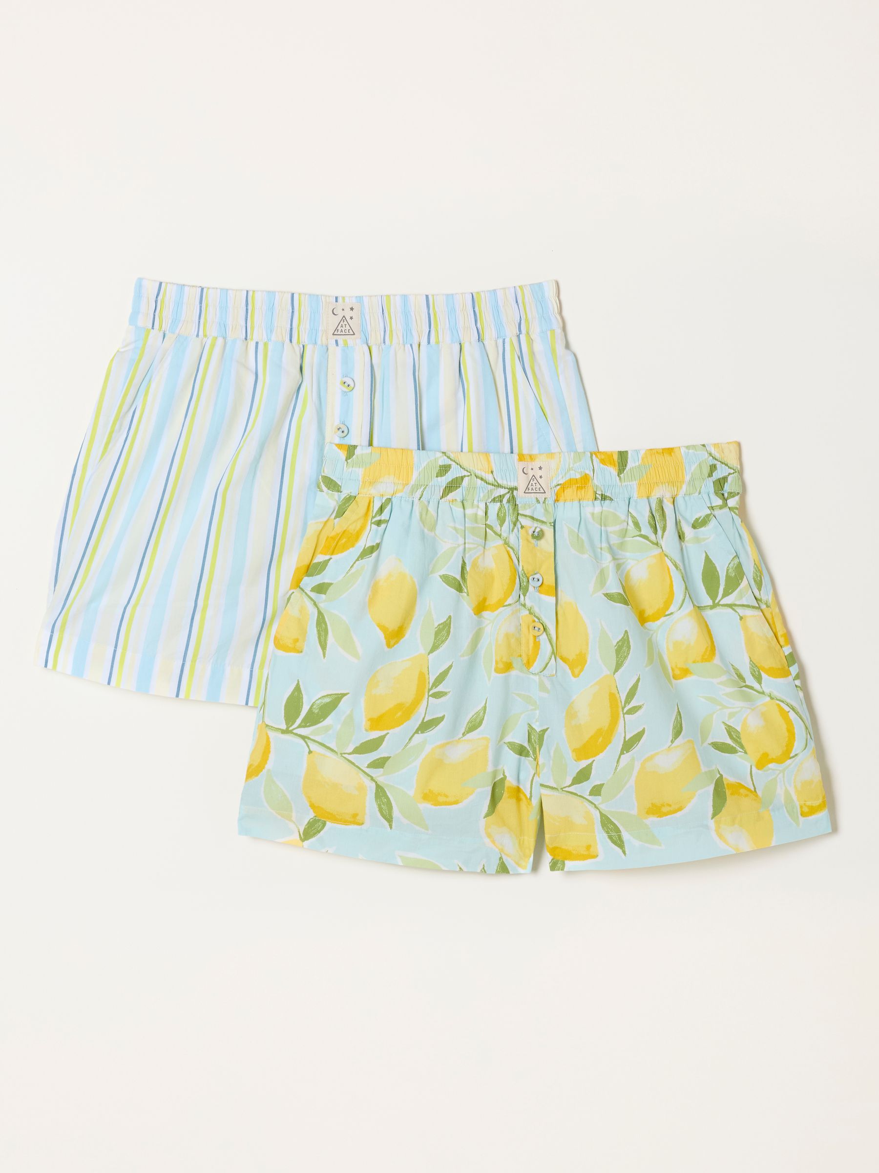 Blue Lemons and Stripes 2 Pack Pyjama Shorts - Image 1 of 8